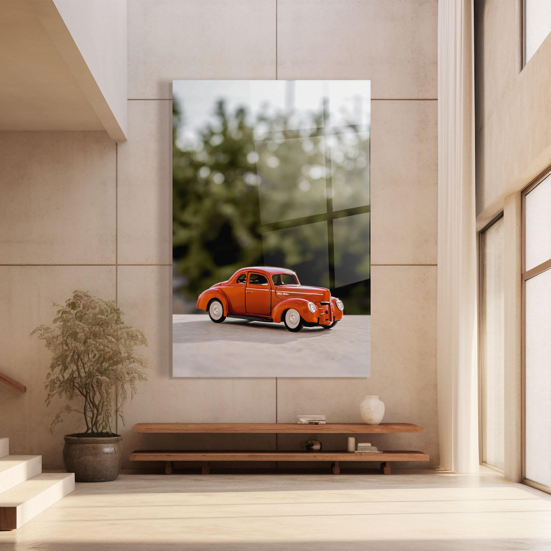 Glasbild Vintage Orange Toy mockup 8