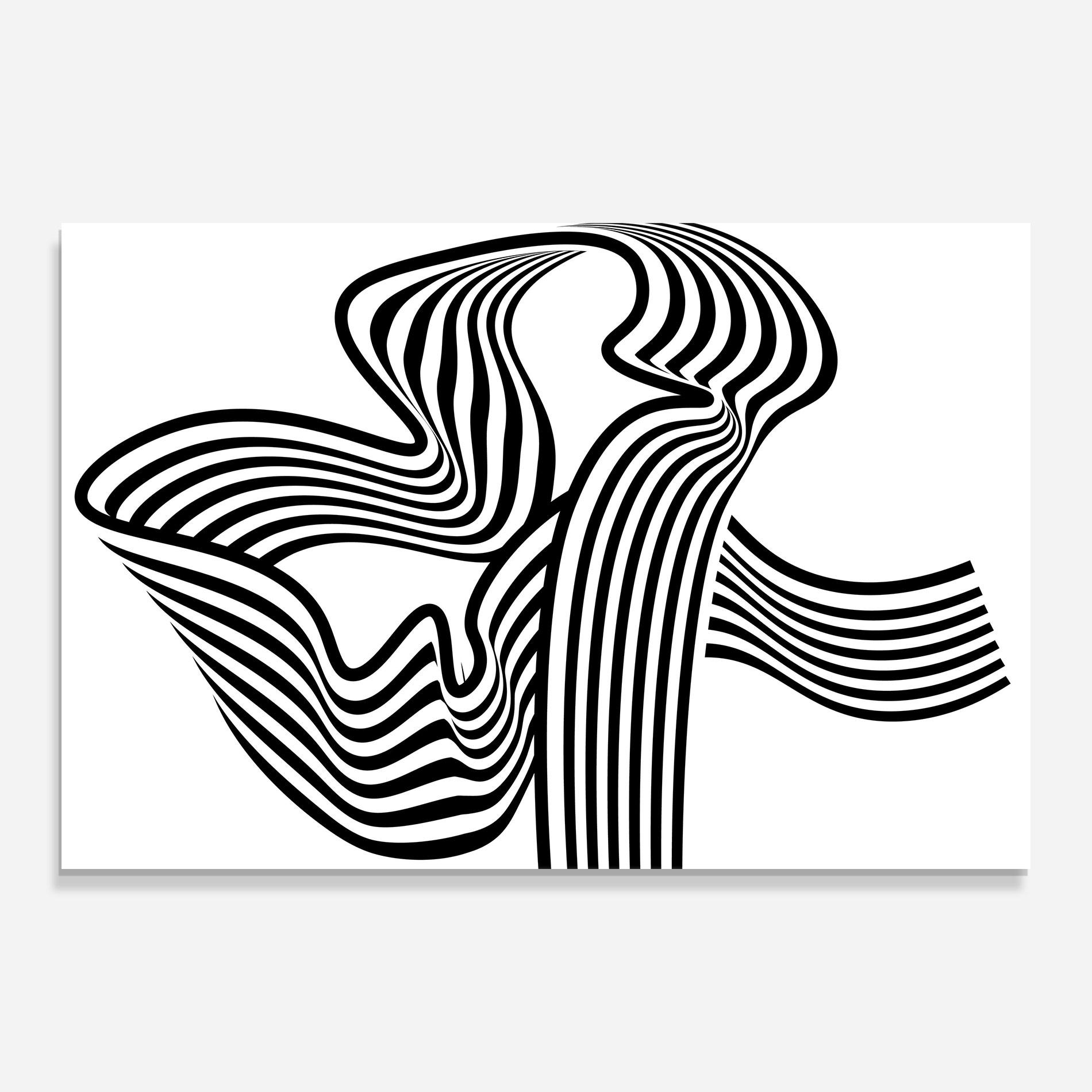 Glasbild Black White Wave mockup 0