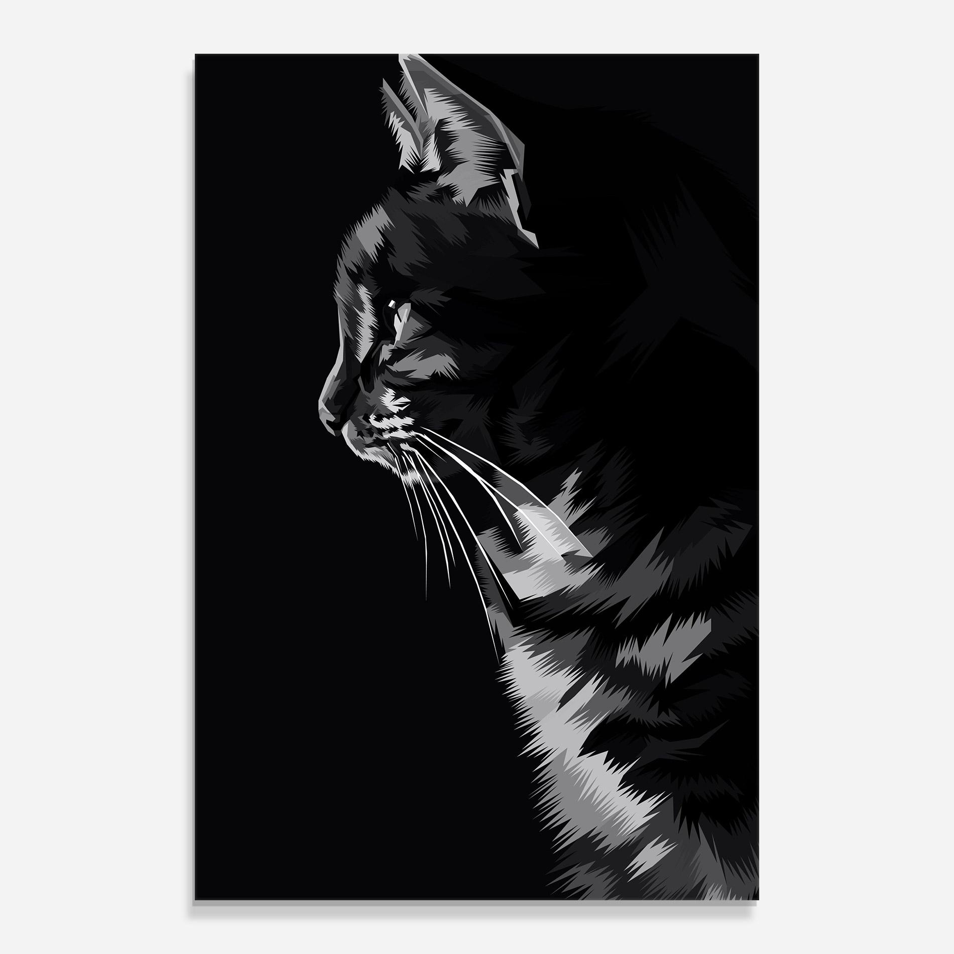 Glasbild Black Grey Cat mockup 0