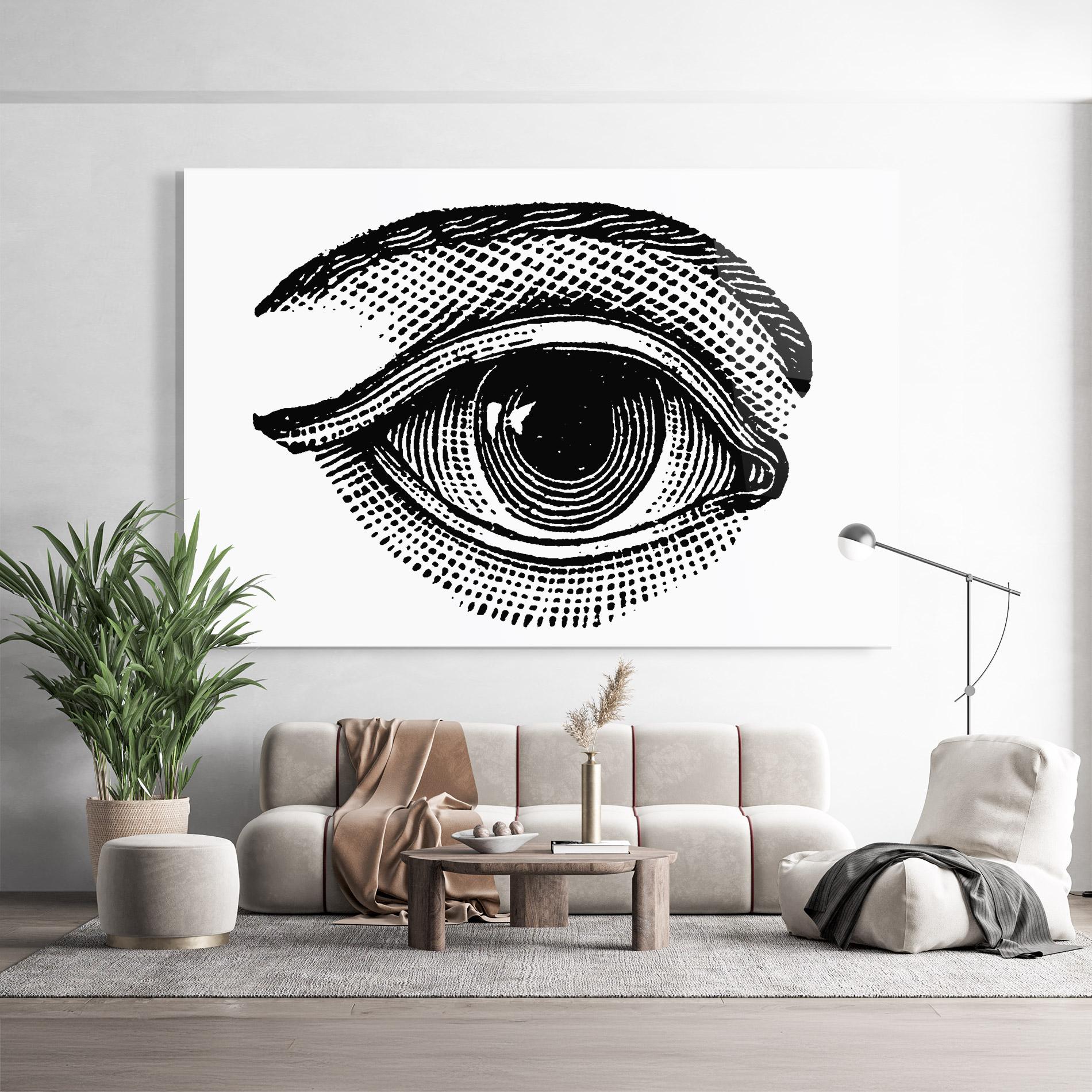 Glasbild Big Eye Drawing mockup 9