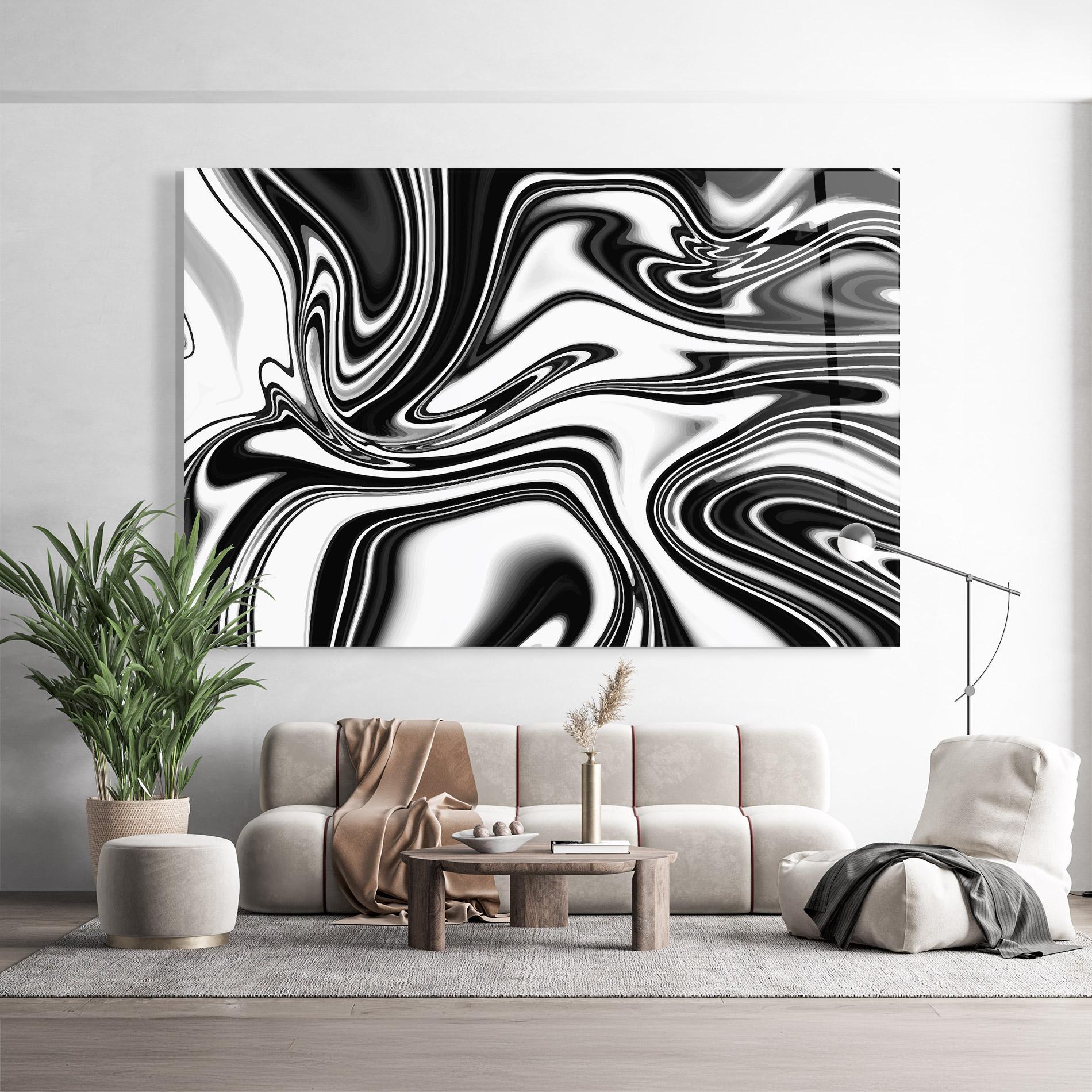 Glasbild Black White Liquid mockup 9