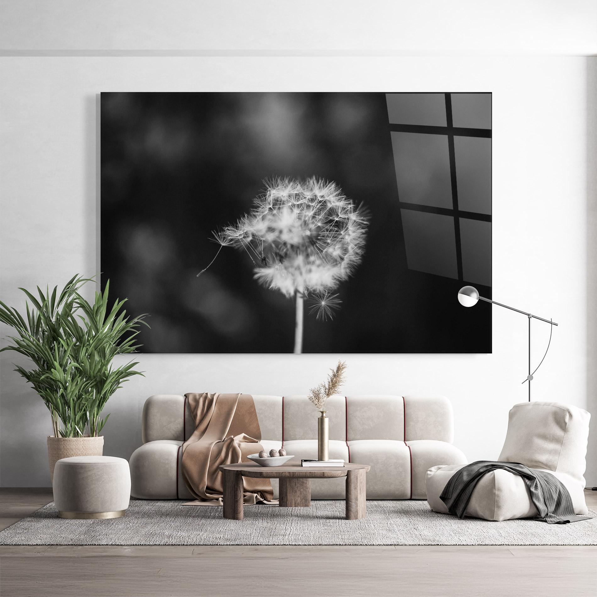 Glasbild Grey Dandelion mockup 9