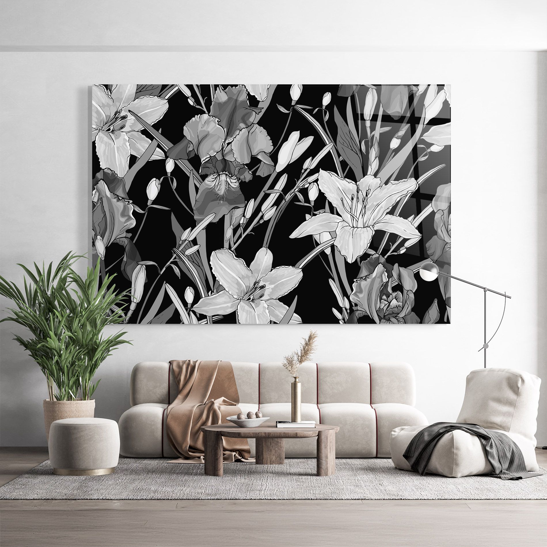 Grey Flowers Art mockup 9