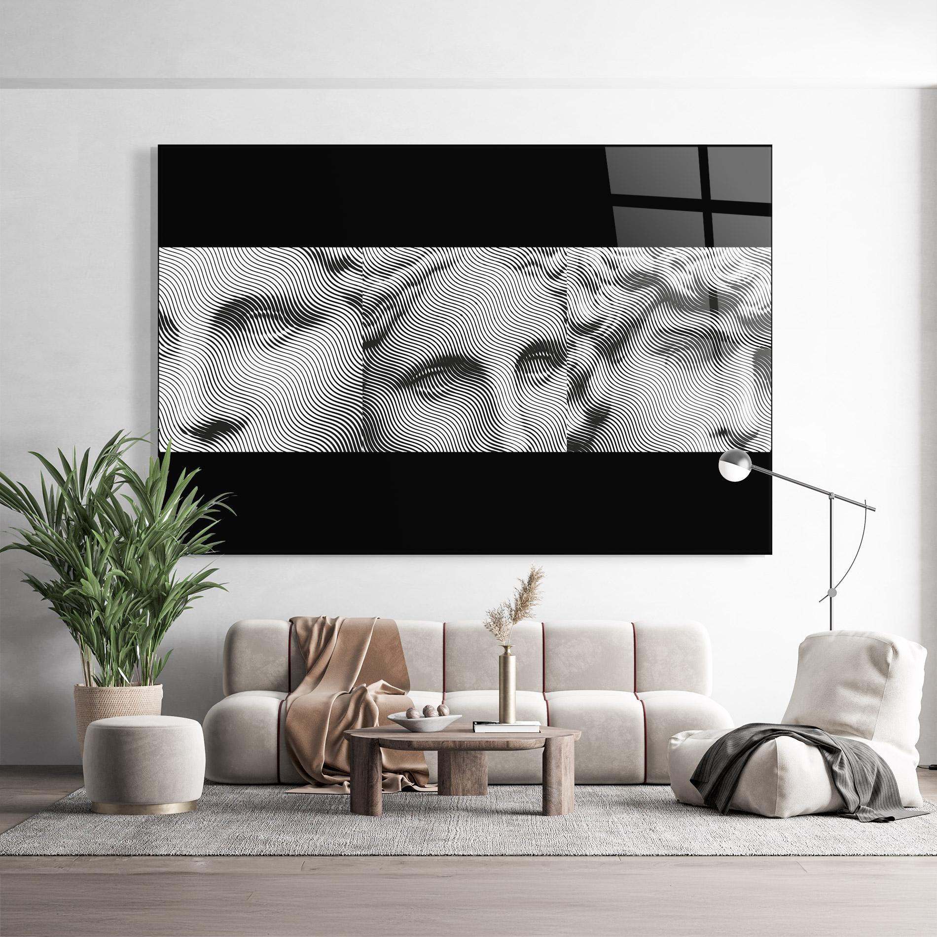 Glasbild Statue Line Faces mockup 9