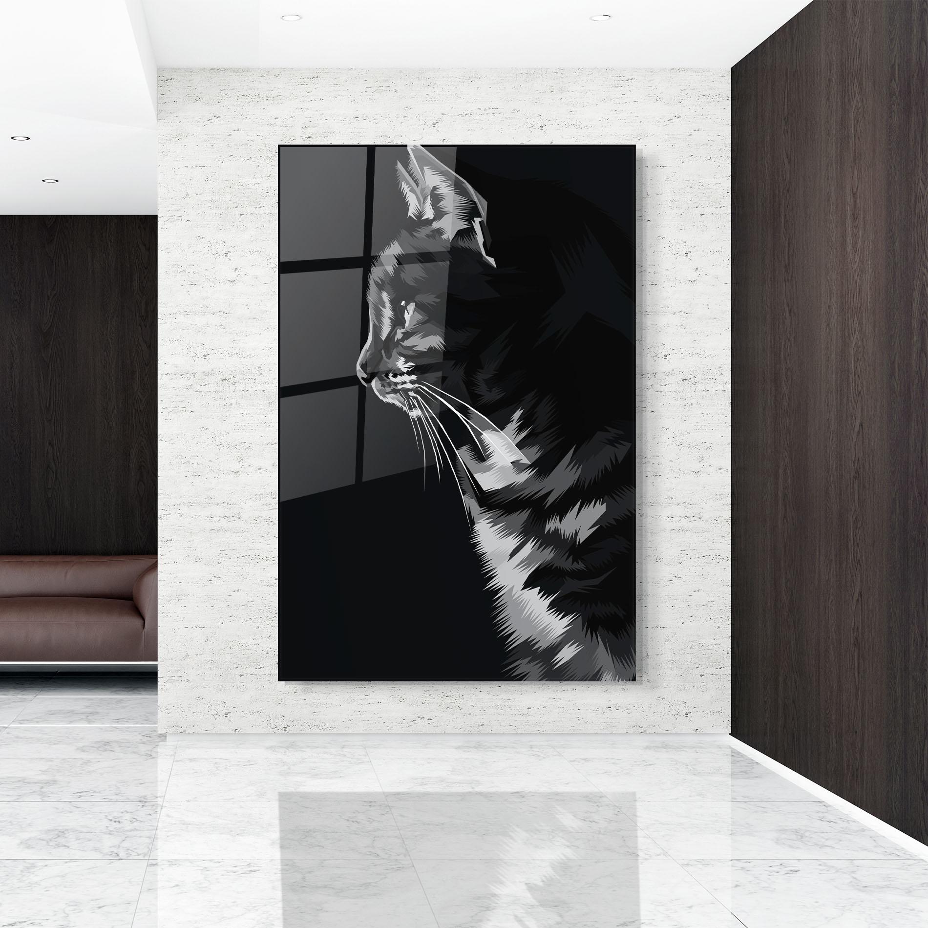Glasbild Black Grey Cat mockup 9