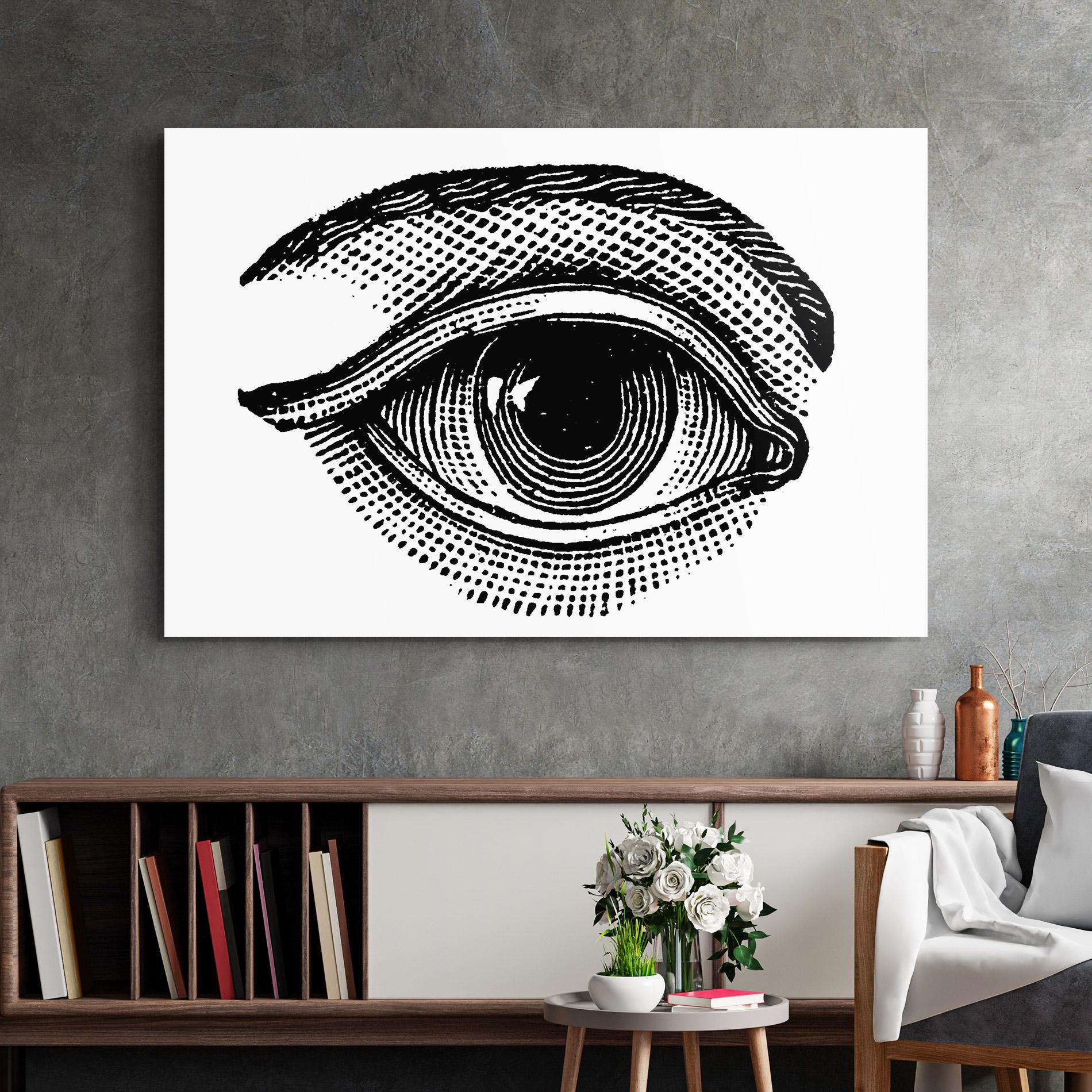 Glasbild Big Eye Drawing mockup 2