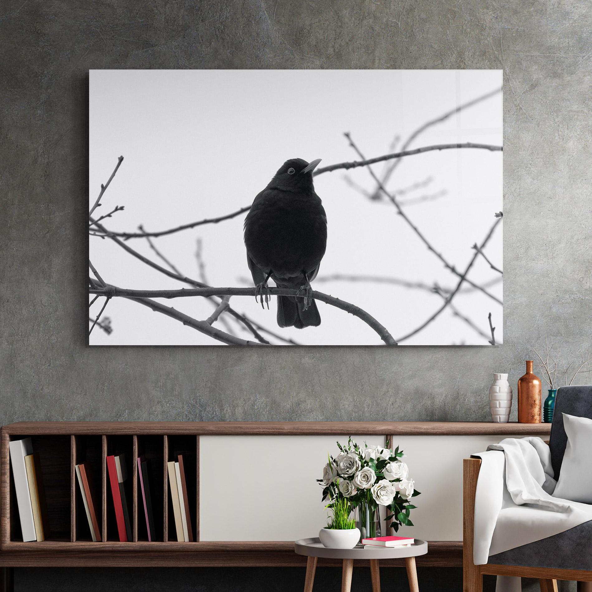 Glasbild Black Bird mockup 2