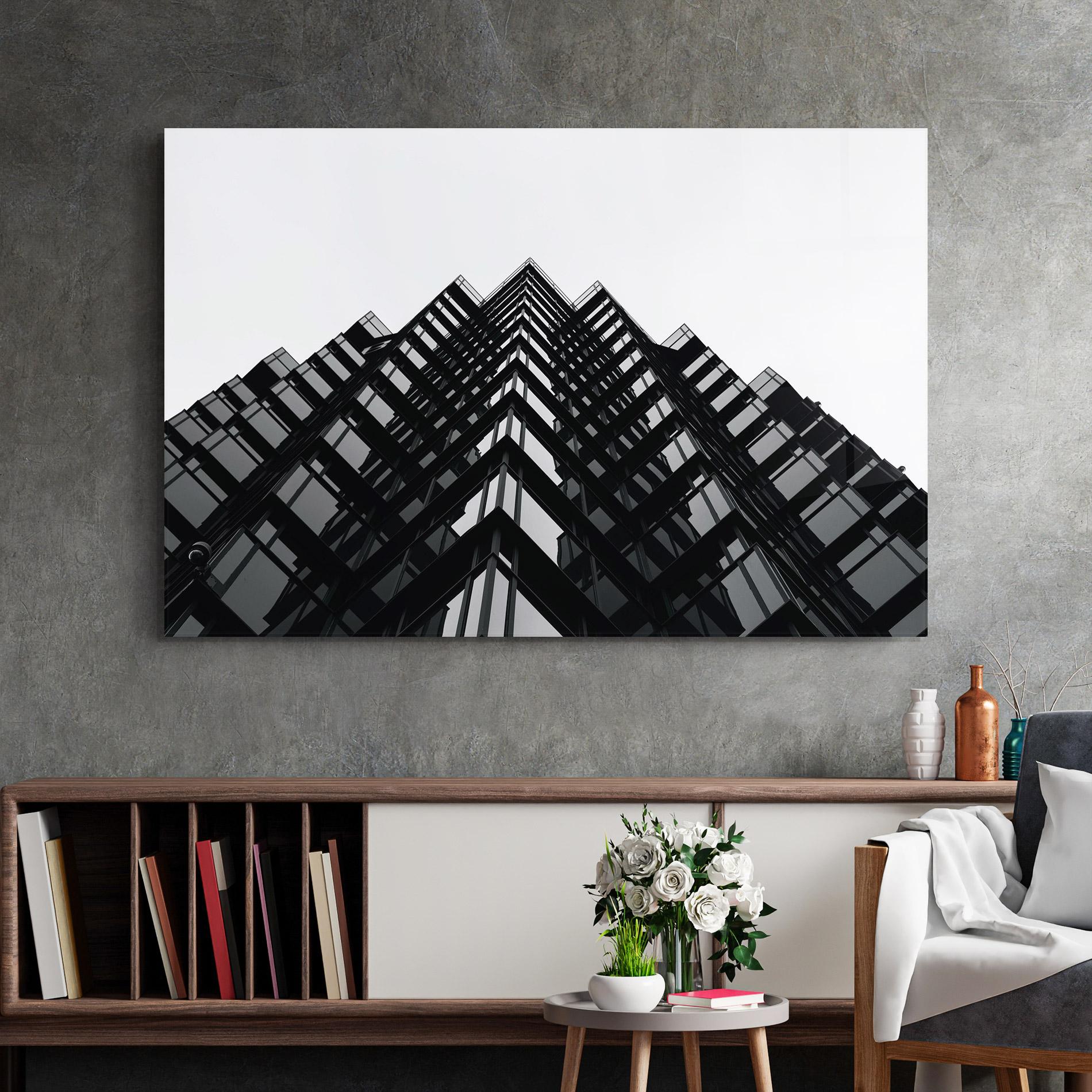 Glasbild Black Building mockup 2