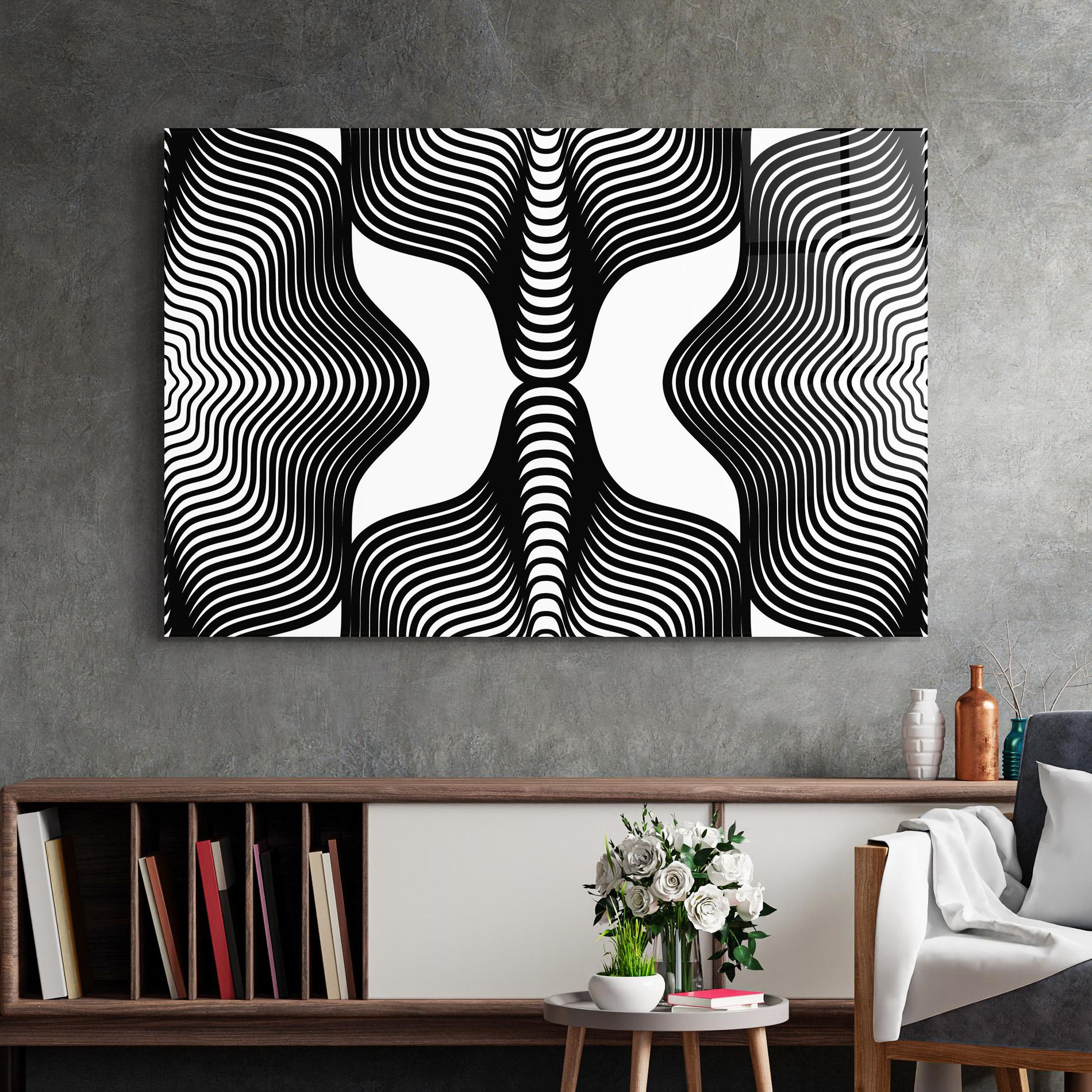 Glasbild Black Line Pattern mockup 2