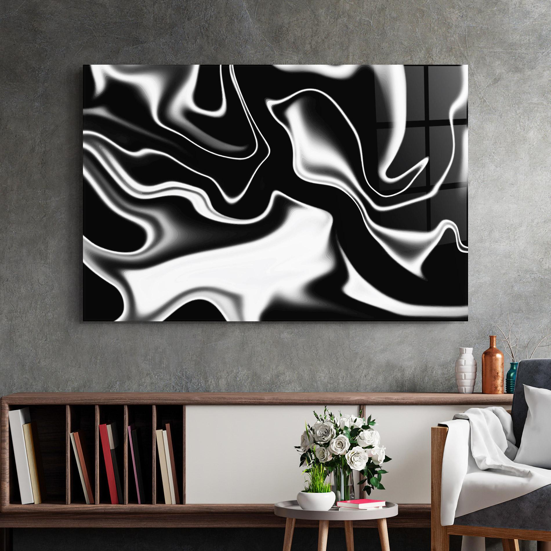 Glasbild Black Metalic Art mockup 2