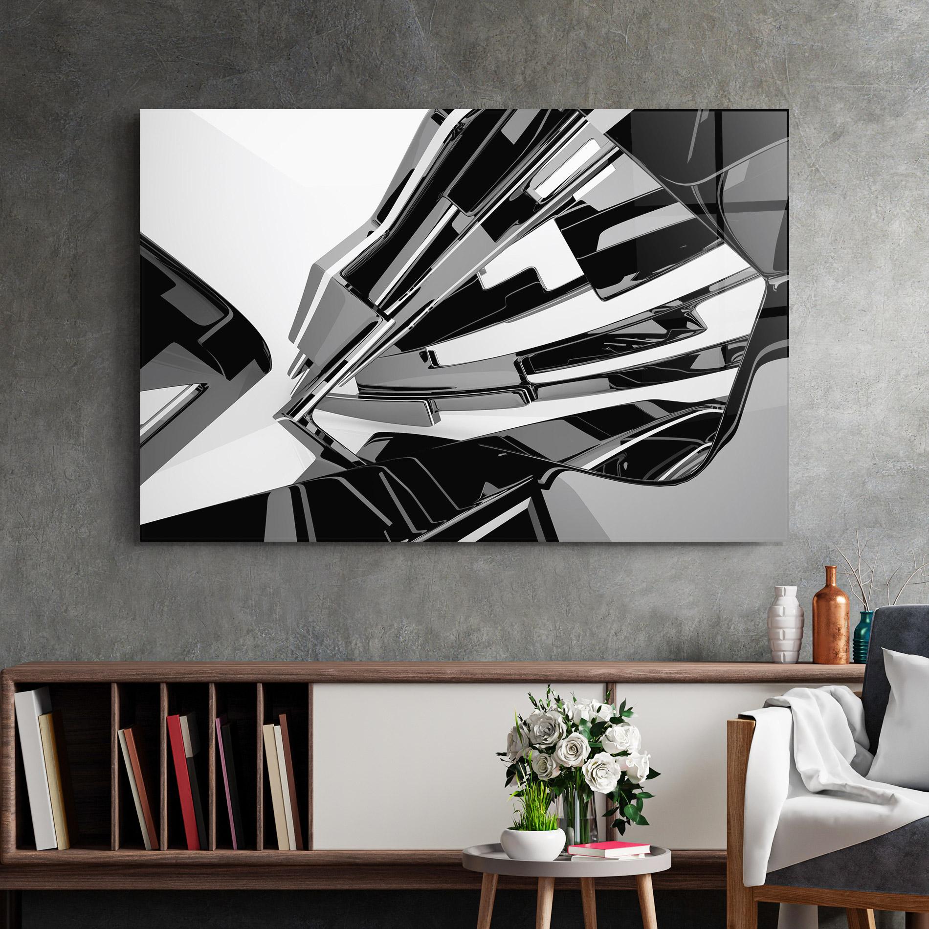 Glasbild Black Sculpture mockup 2