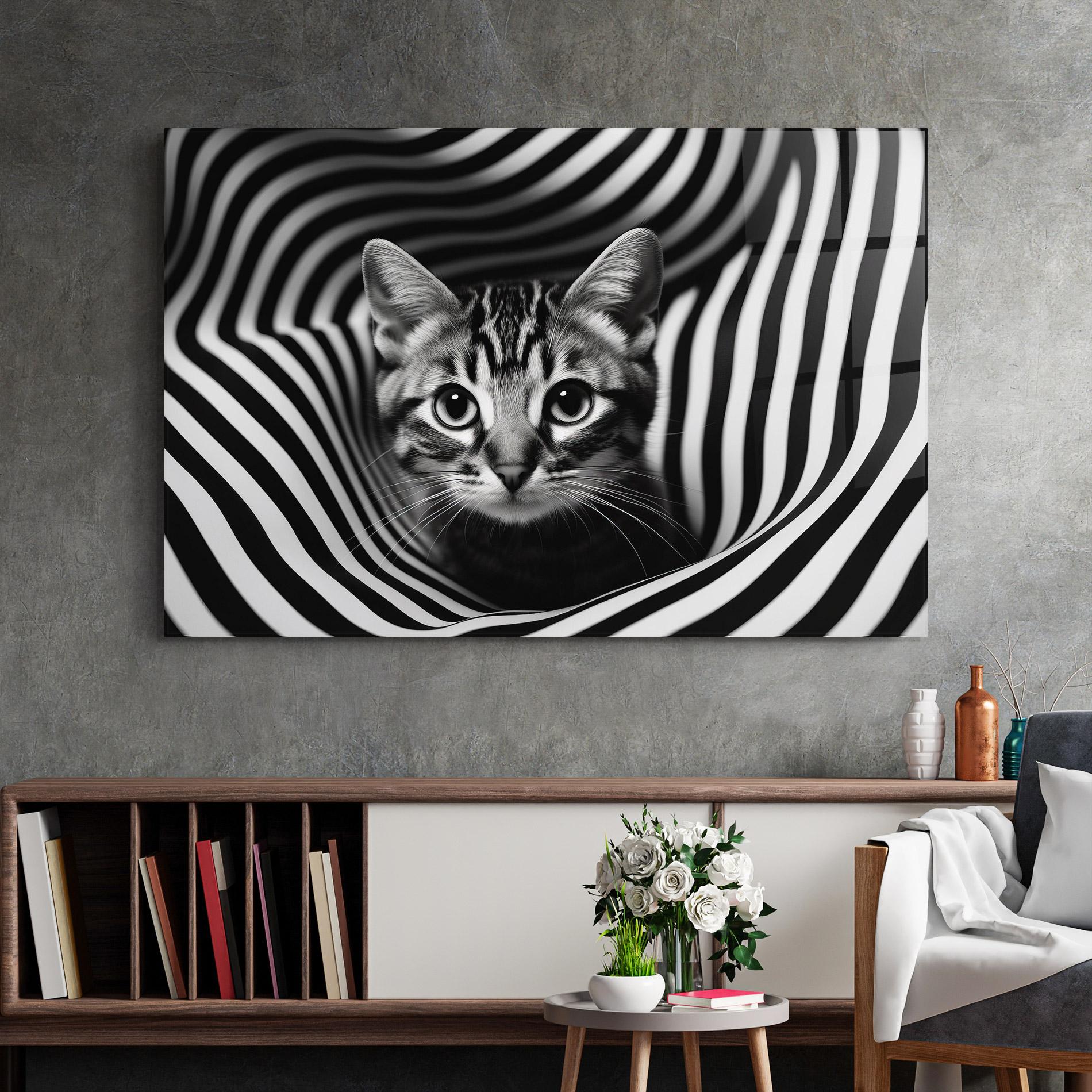 Glasbild Closeup Cat Portrait mockup 2