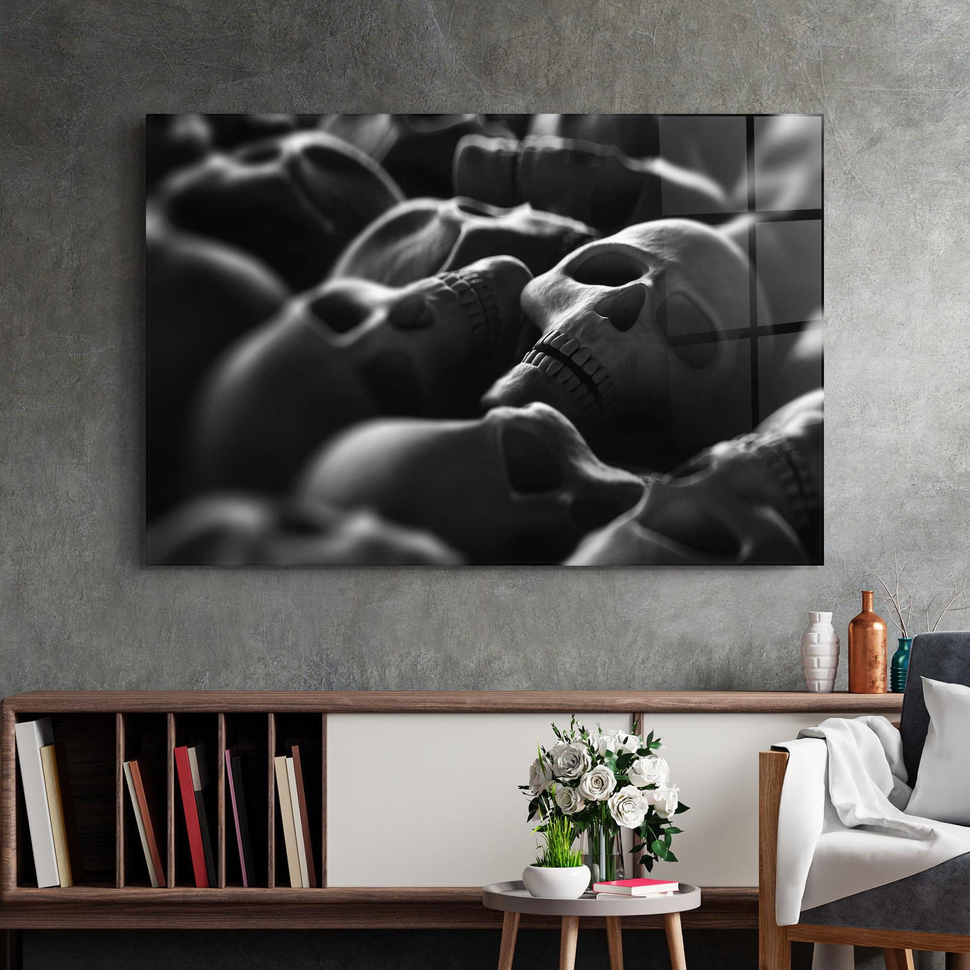 Glasbild Gray Human Skull mockup 2