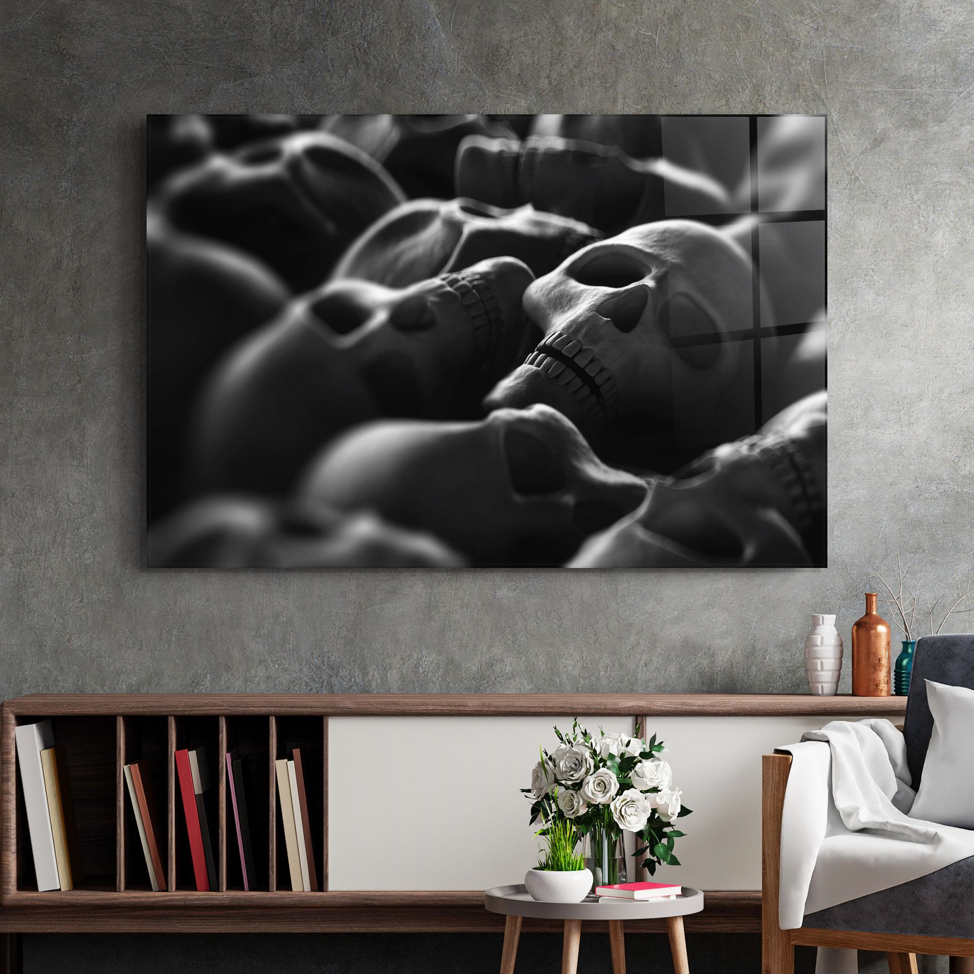 Gray Human Skull mockup 2