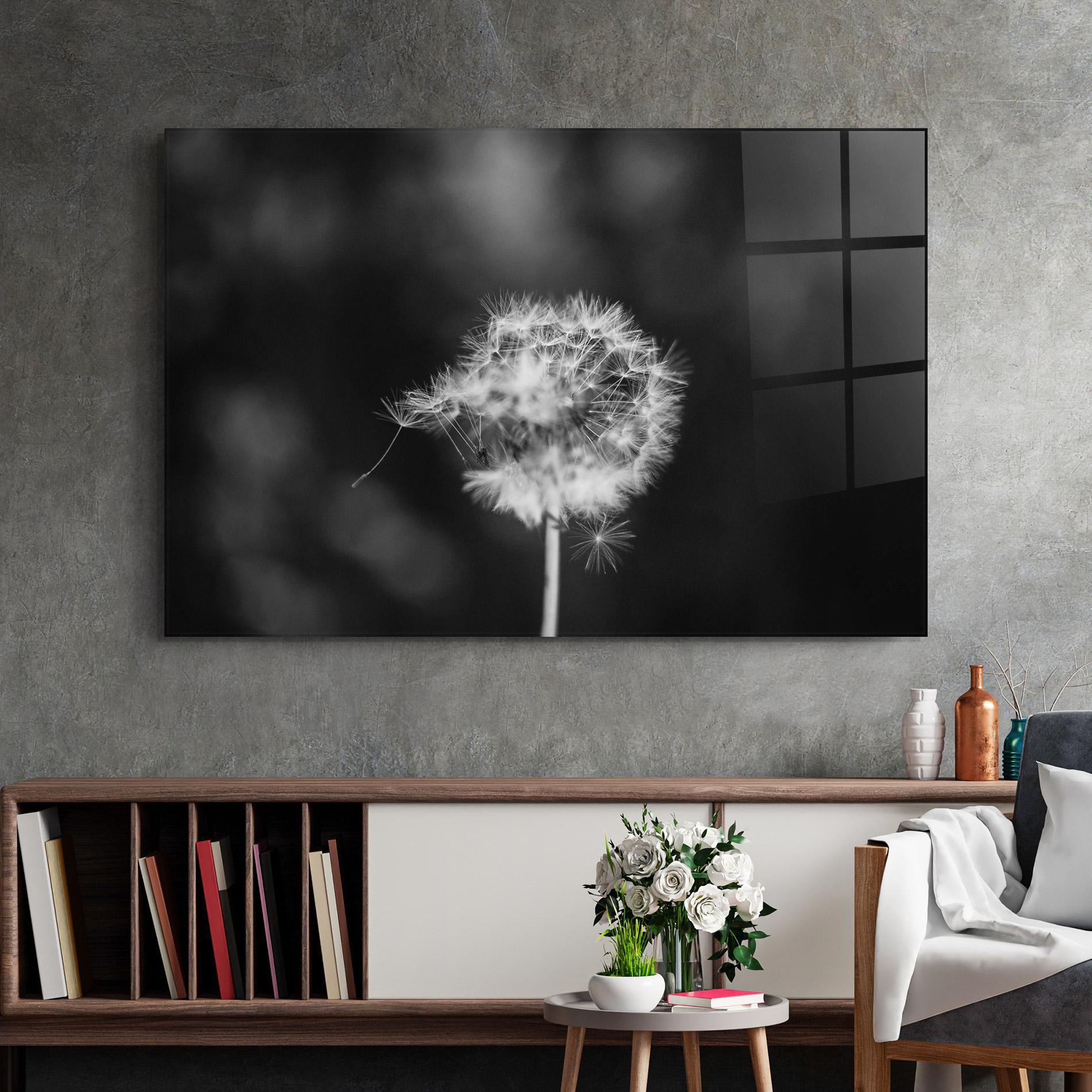Glasbild Grey Dandelion mockup 2
