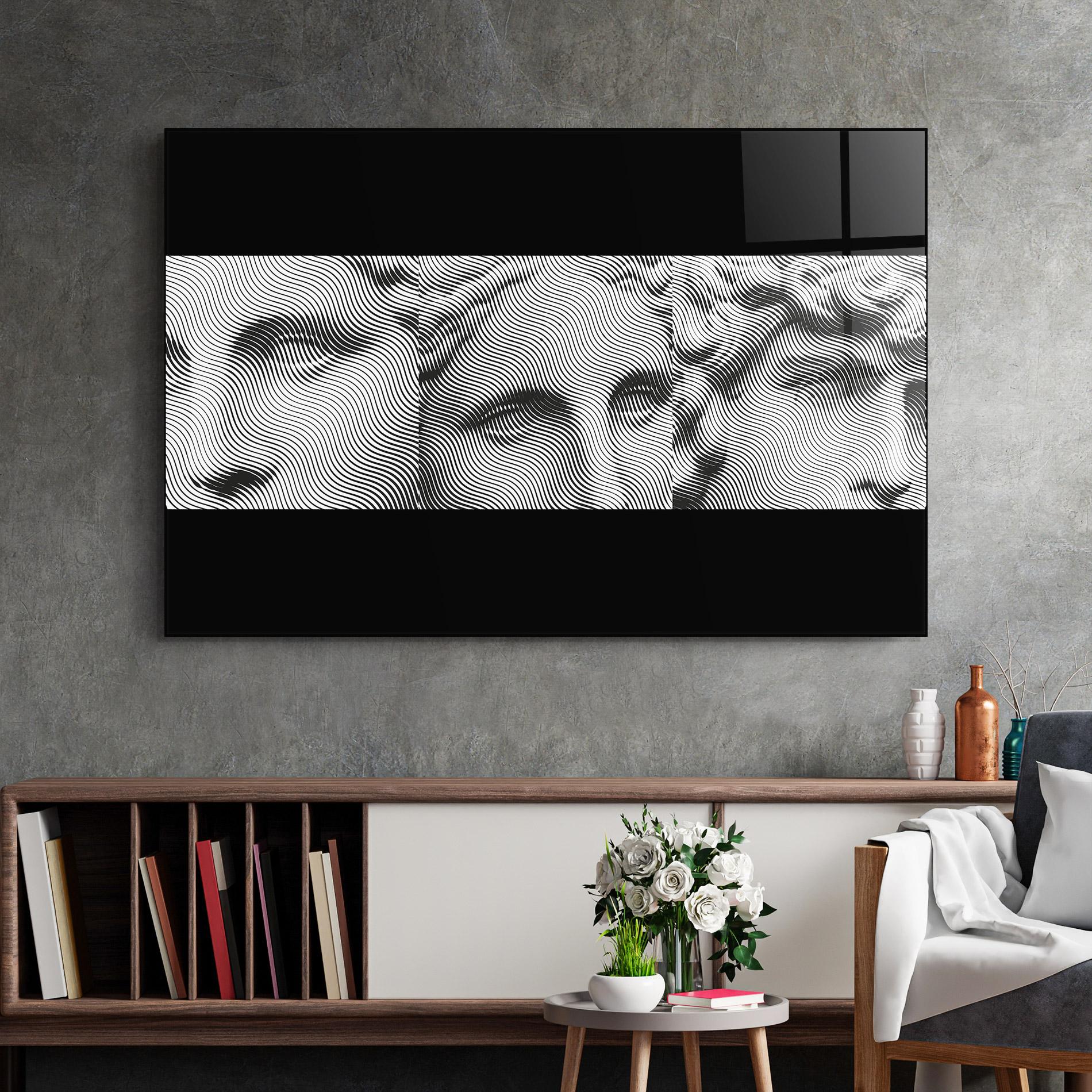 Glasbild Statue Line Faces mockup 2