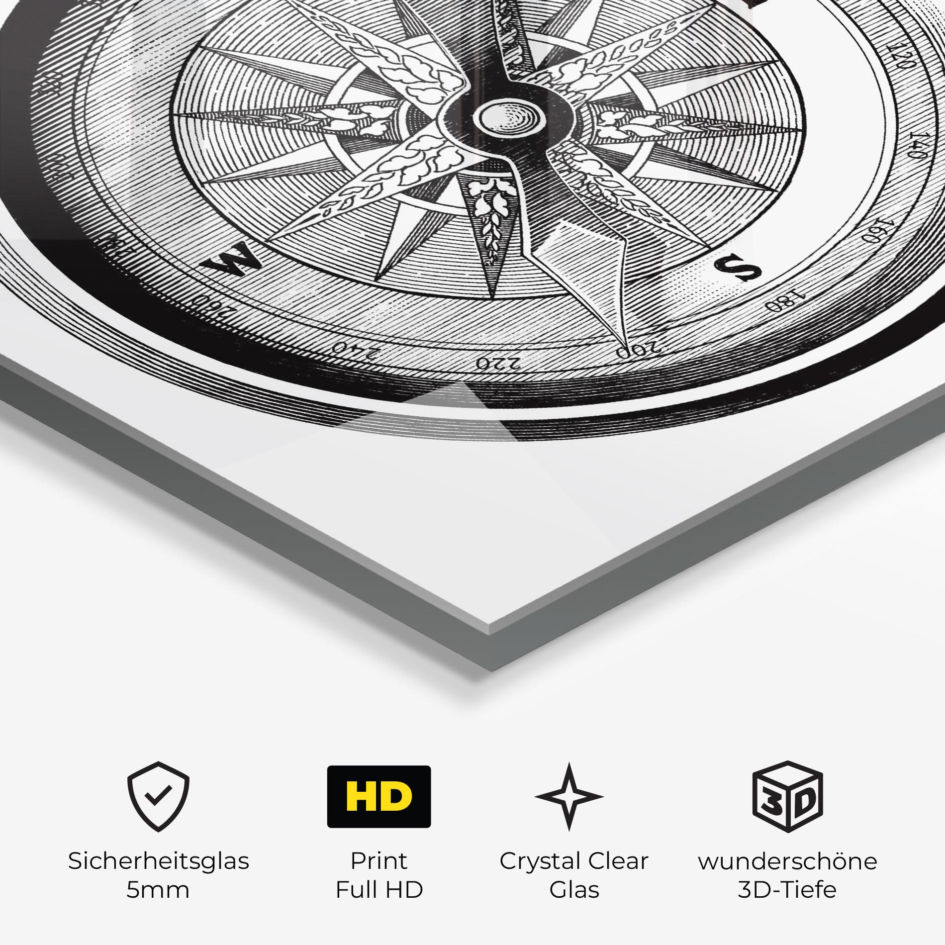 Glasbild Black Compass mockup 3