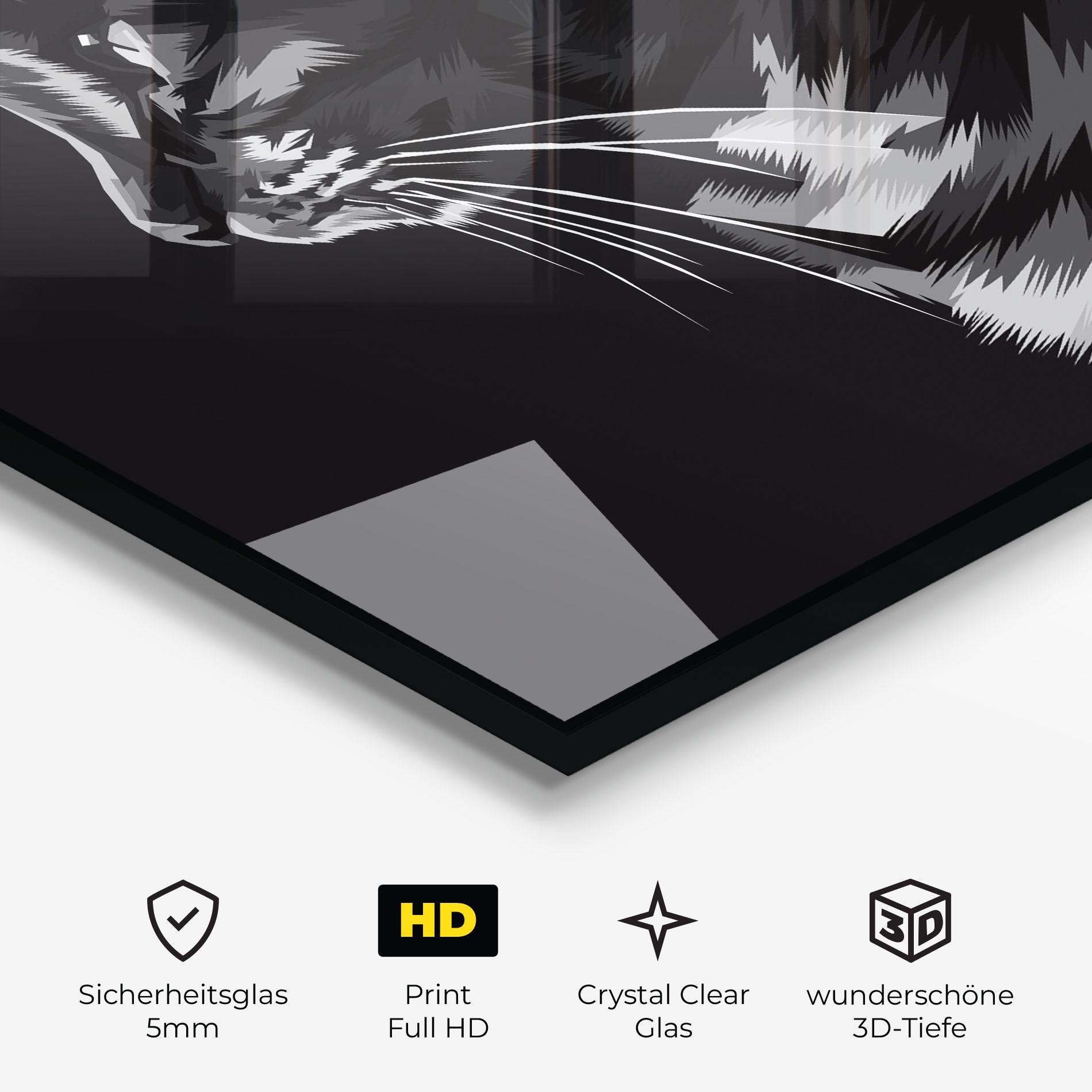 Glasbild Black Grey Cat mockup 3
