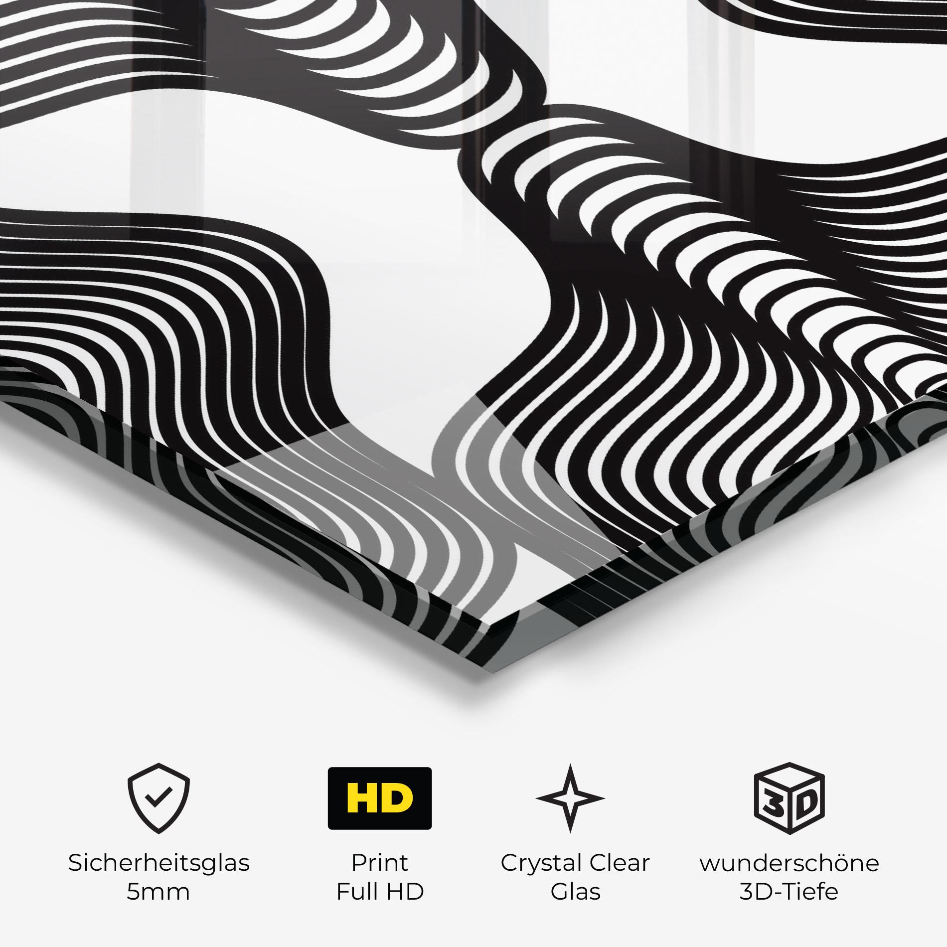 Glasbild Black Line Pattern mockup 3