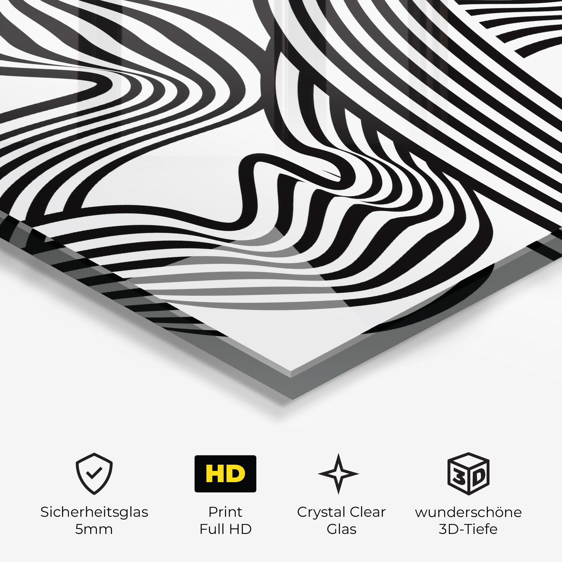 Glasbild Black White Wave mockup 3