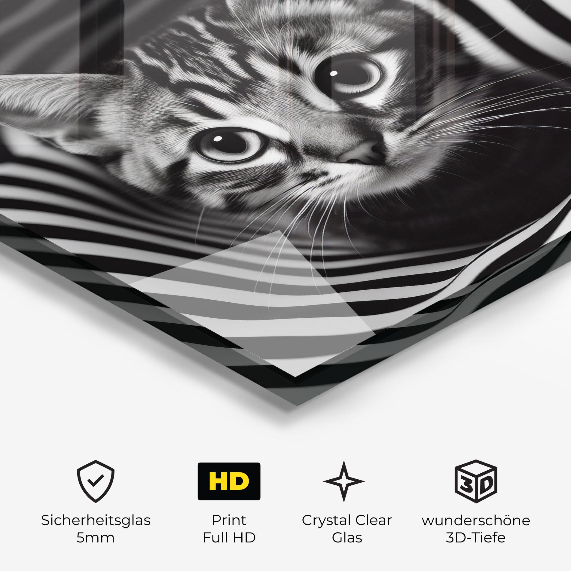 Glasbild Closeup Cat Portrait mockup 3