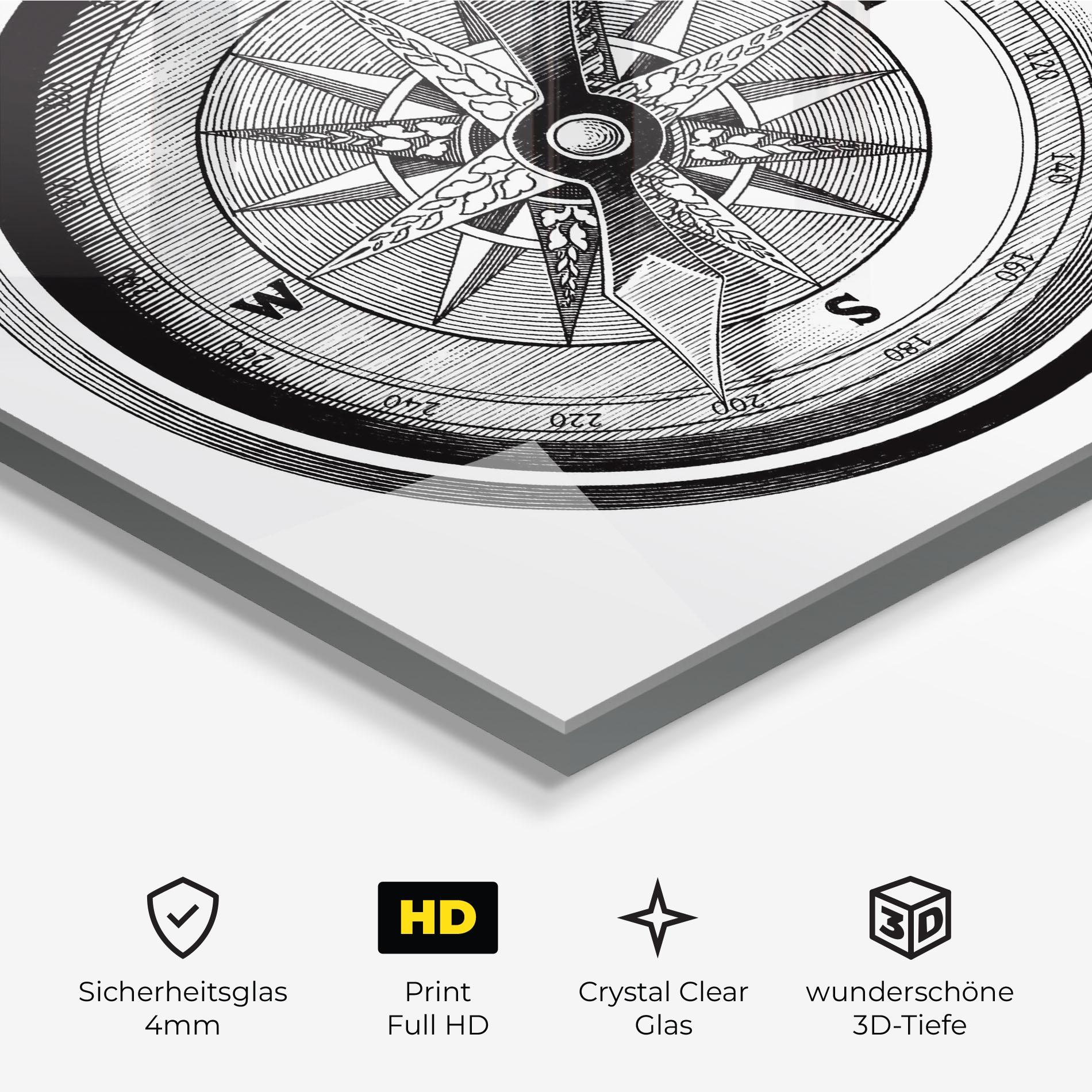 Glasbild Black Compass mockup 3
