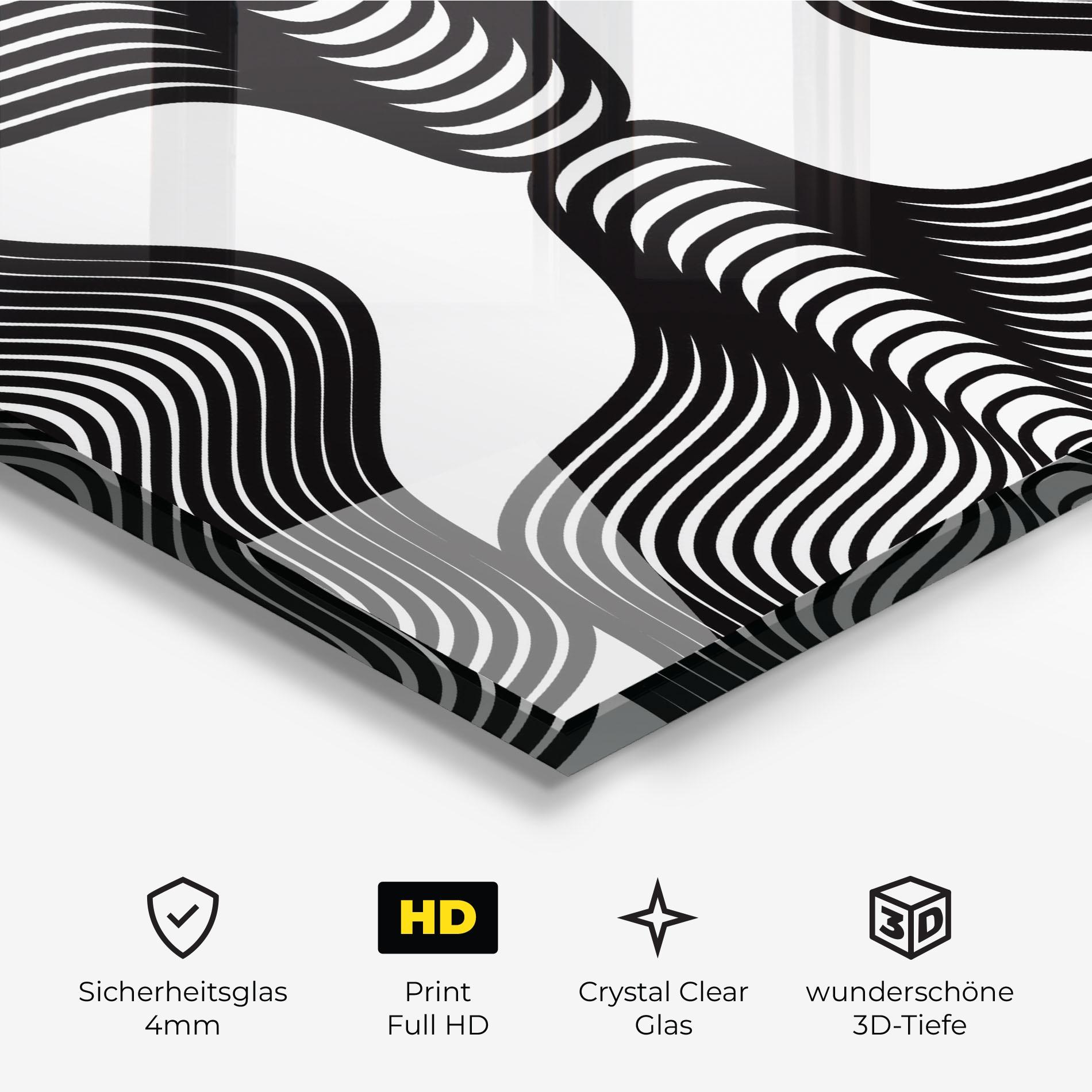 Glasbild Black Line Pattern mockup 3