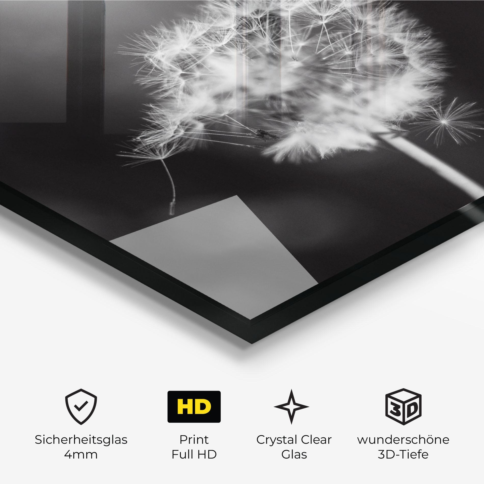 Glasbild Grey Dandelion mockup 3