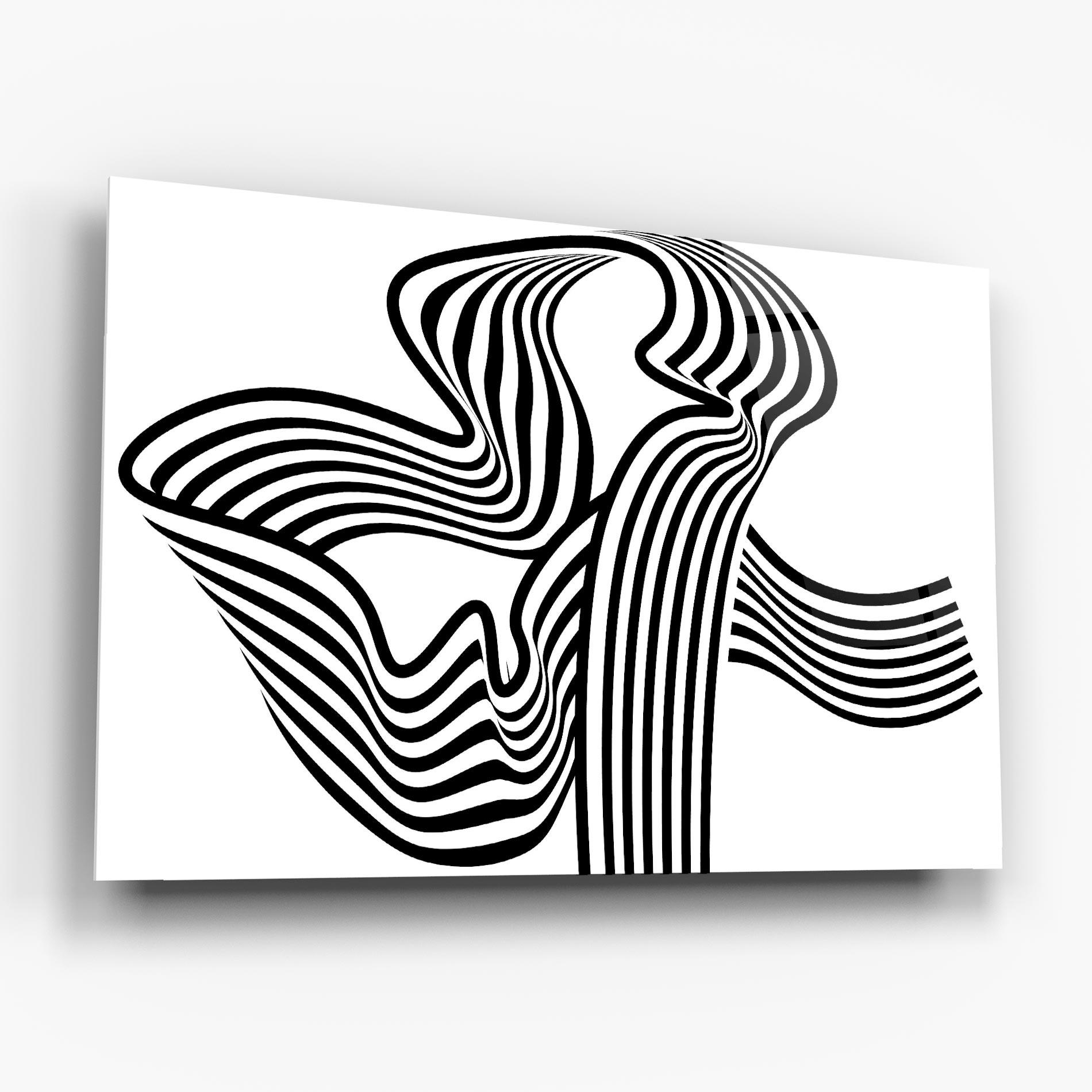 Glasbild Black White Wave mockup 6