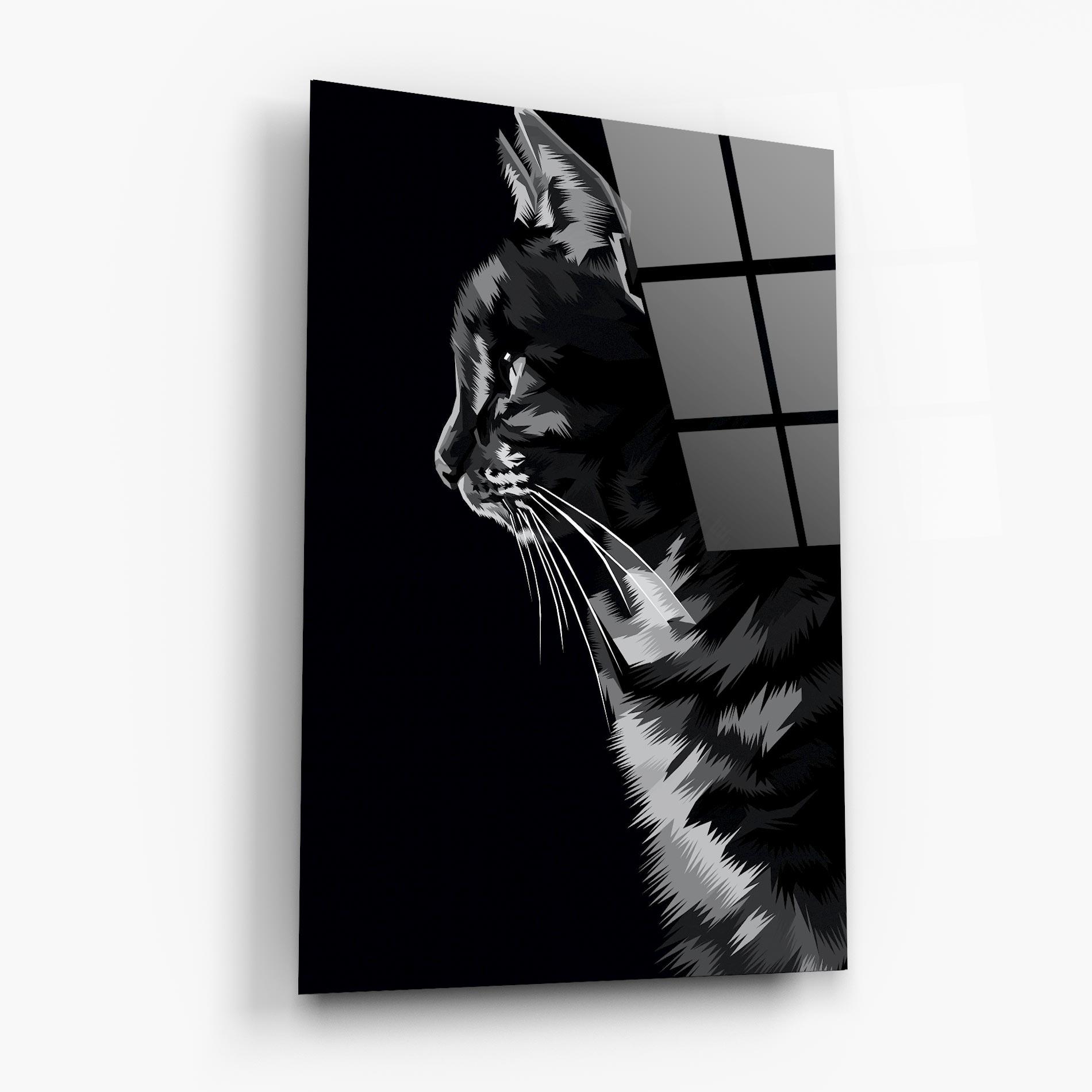 Glasbild Black Grey Cat mockup 6