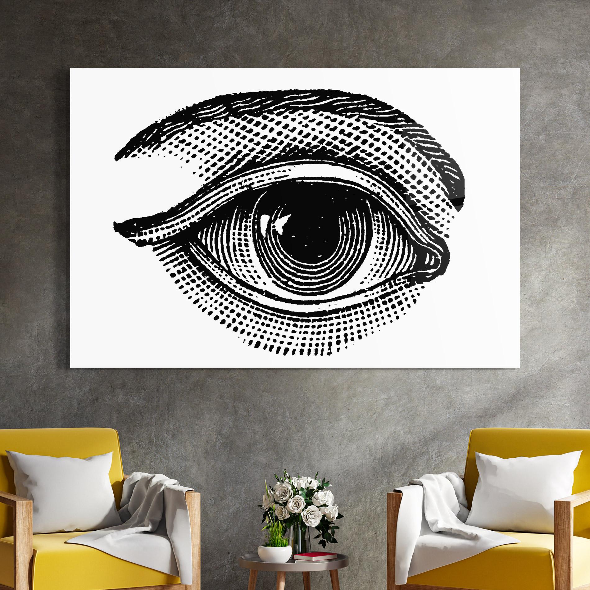Glasbild Big Eye Drawing mockup 4