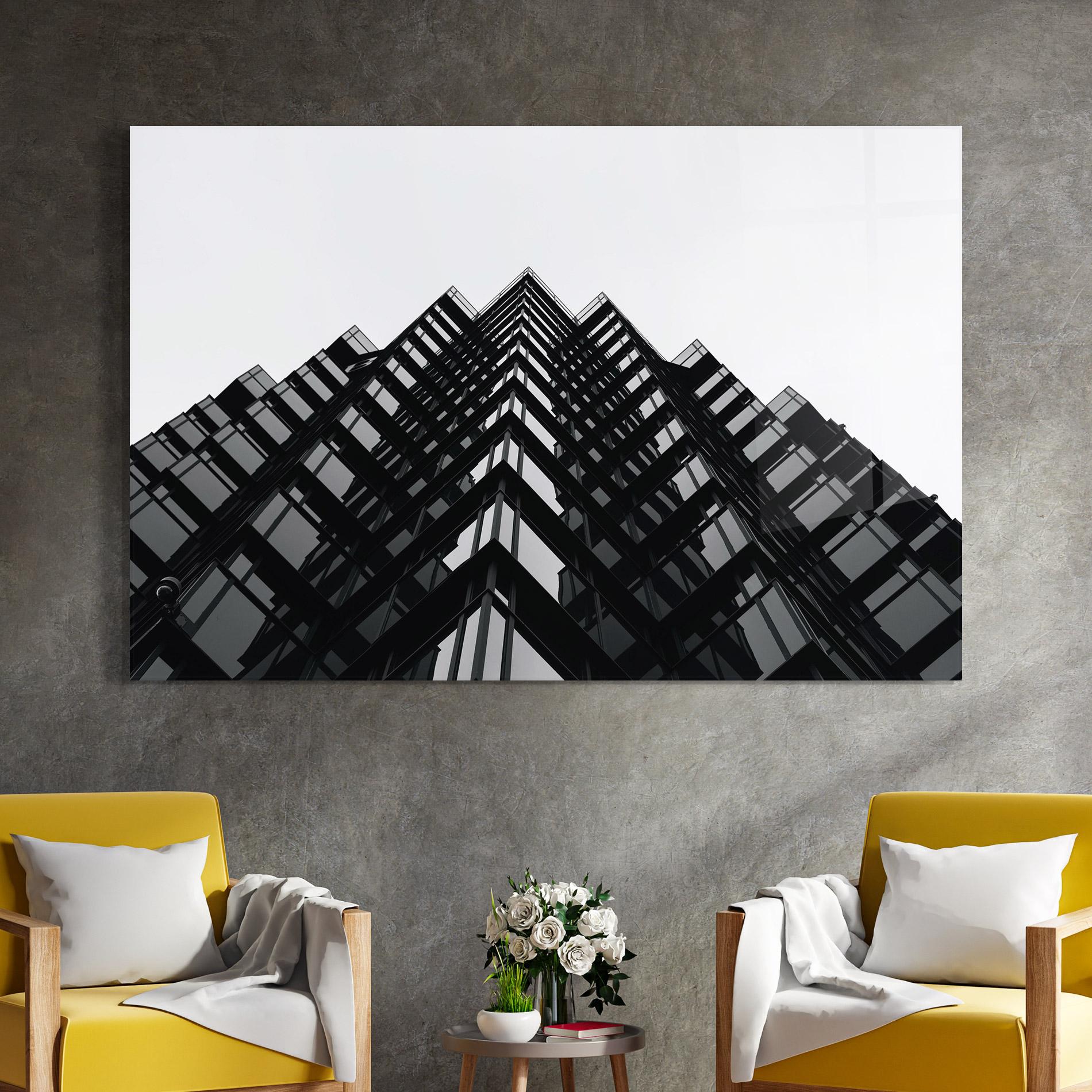 Glasbild Black Building mockup 4