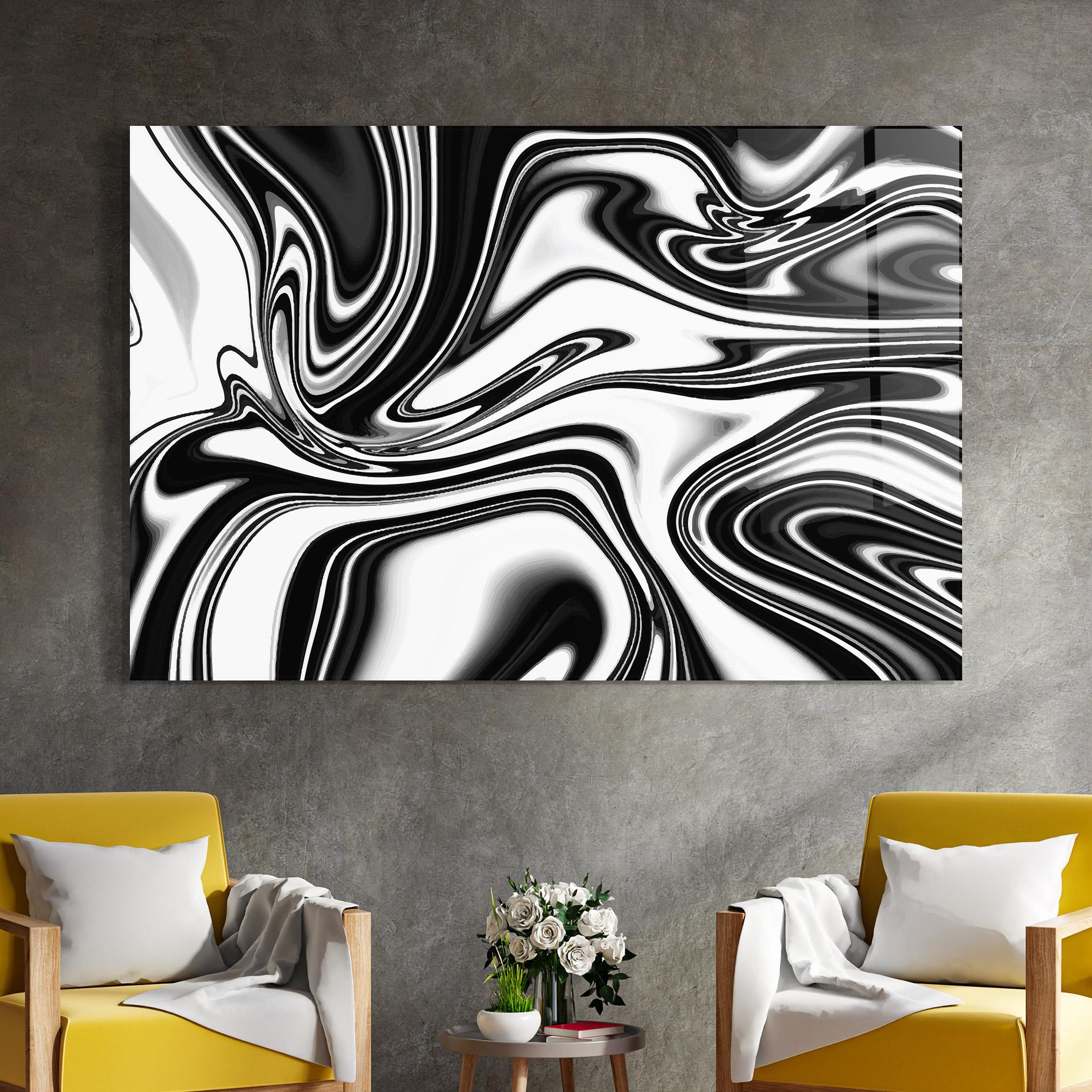 Glasbild Black White Liquid mockup 4