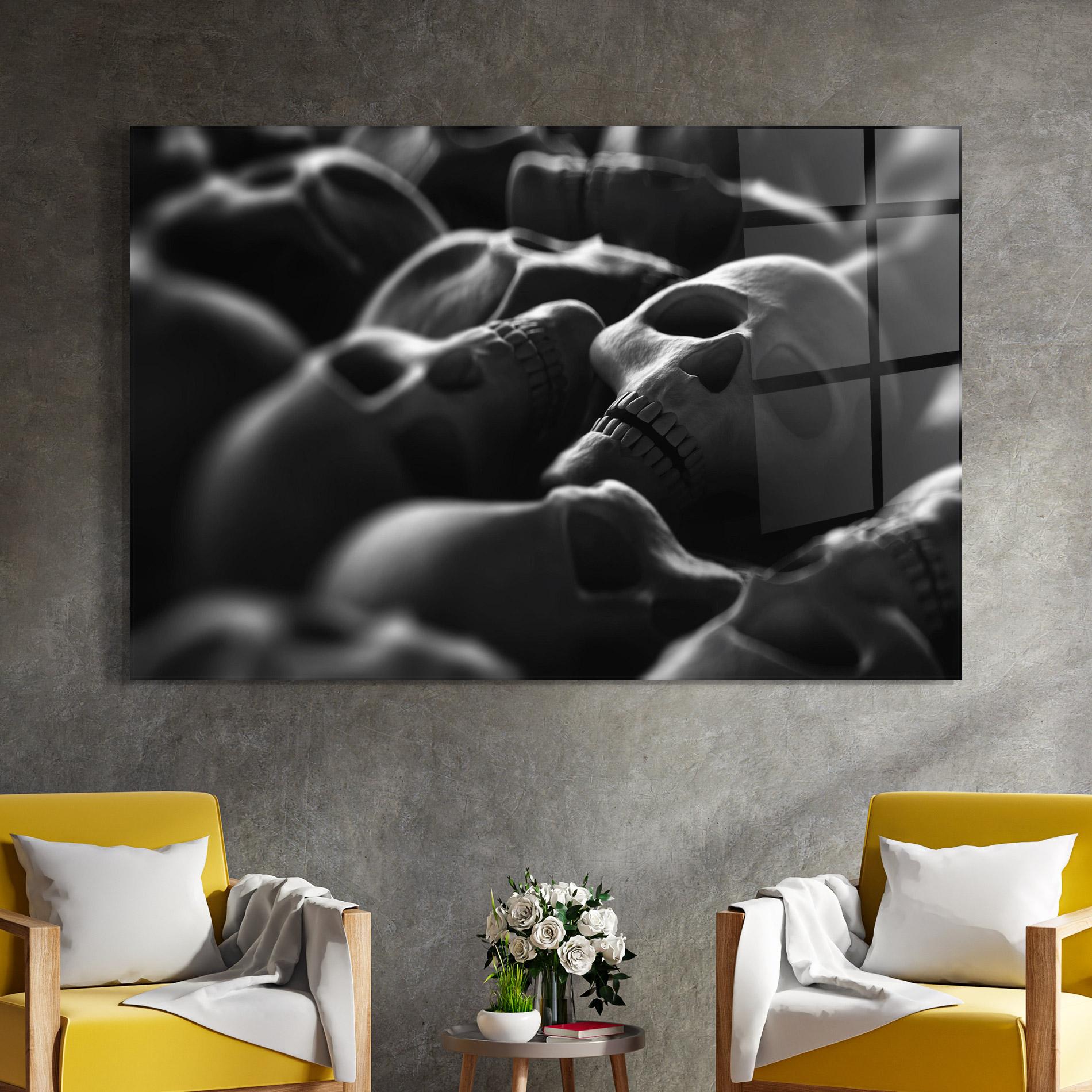 Glasbild Gray Human Skull mockup 4