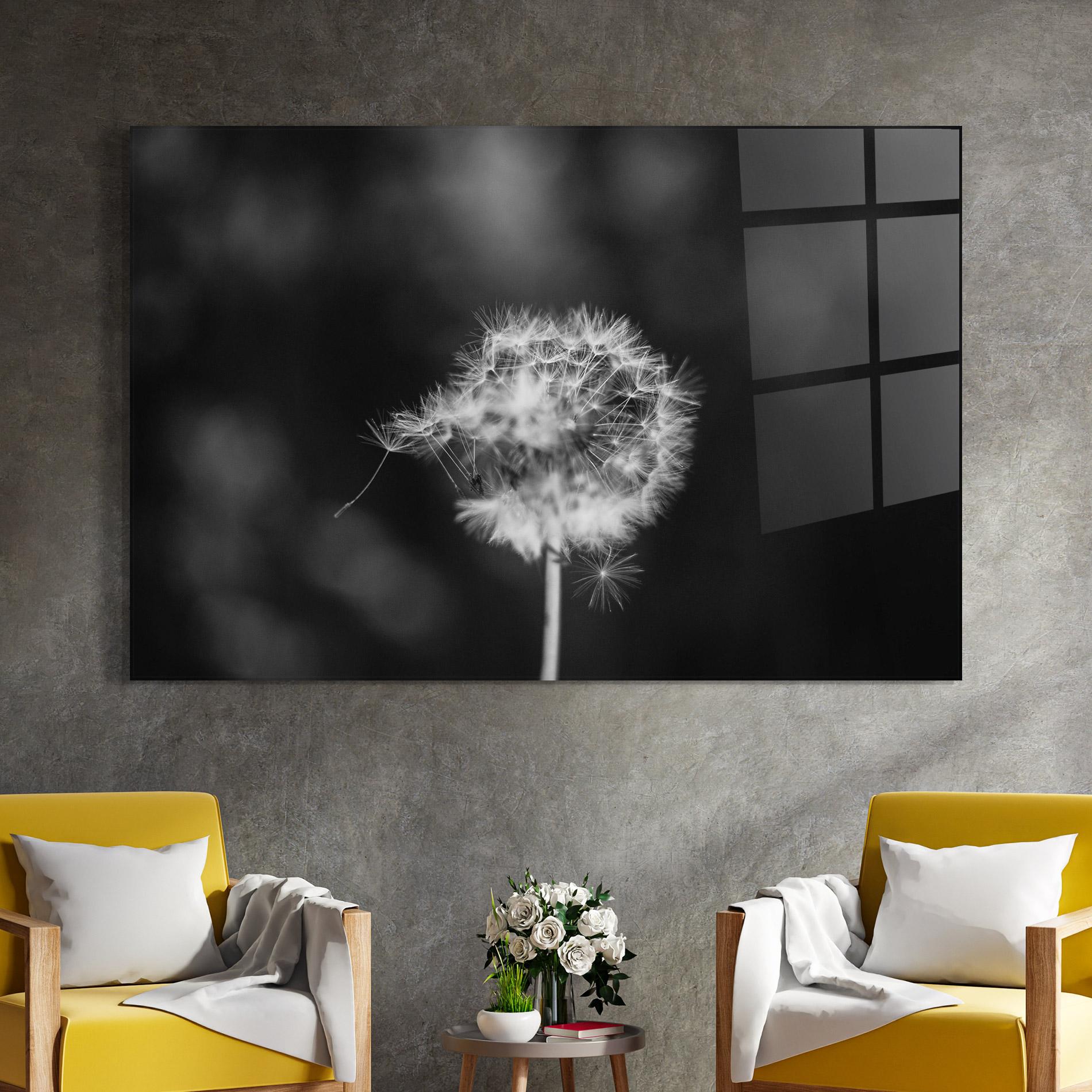 Glasbild Grey Dandelion mockup 4