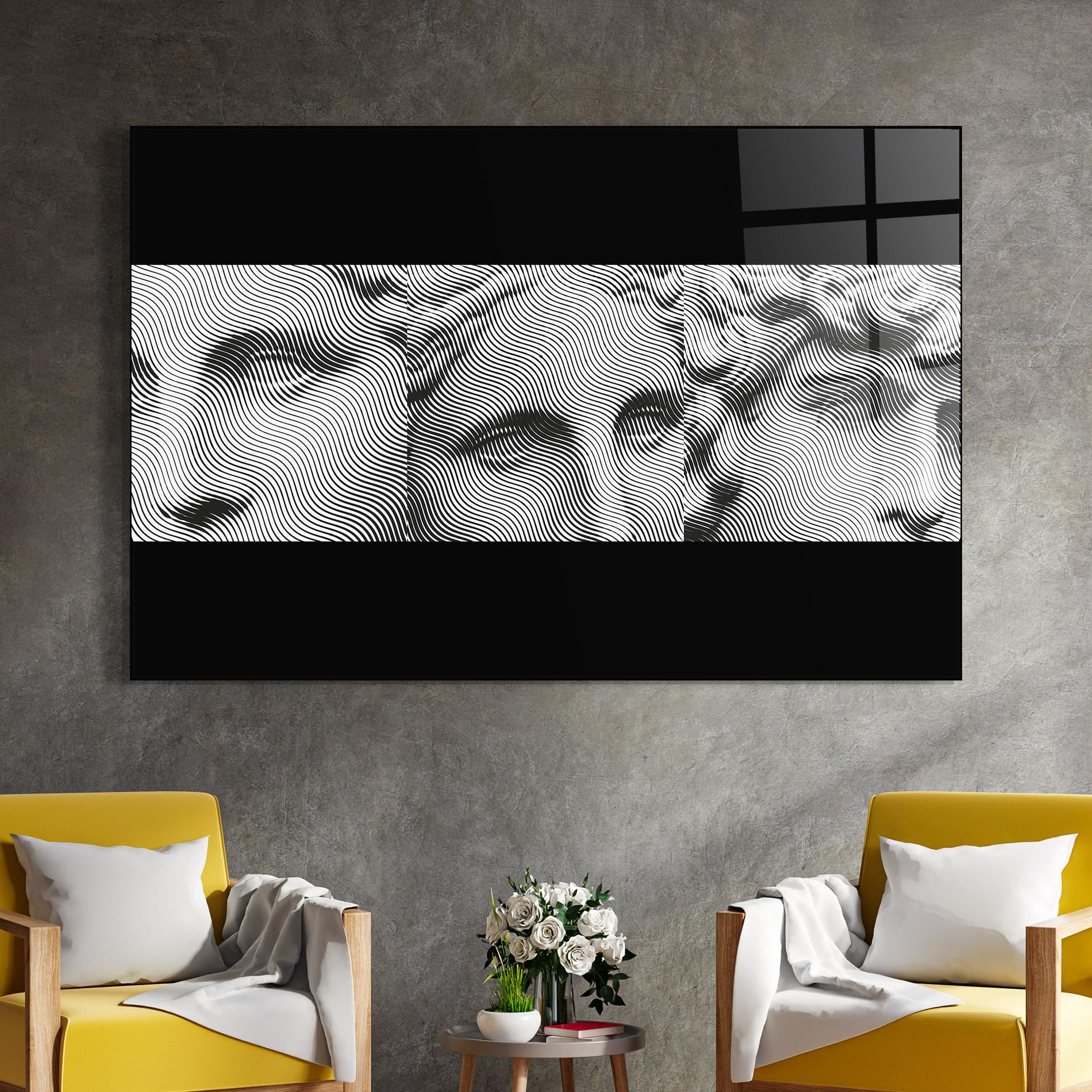 Glasbild Statue Line Faces mockup 4