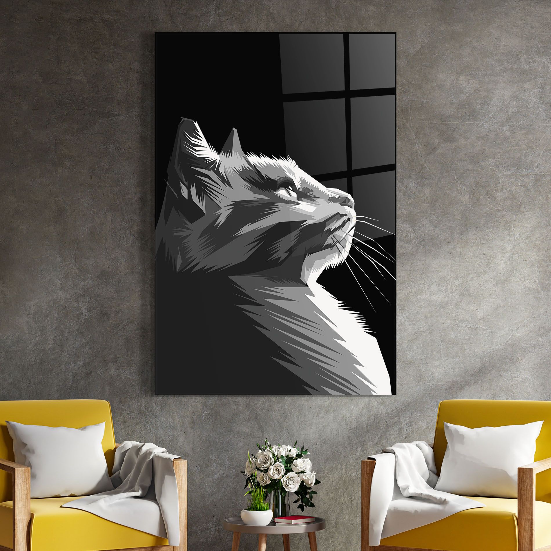 Grey Cat On Black mockup 4