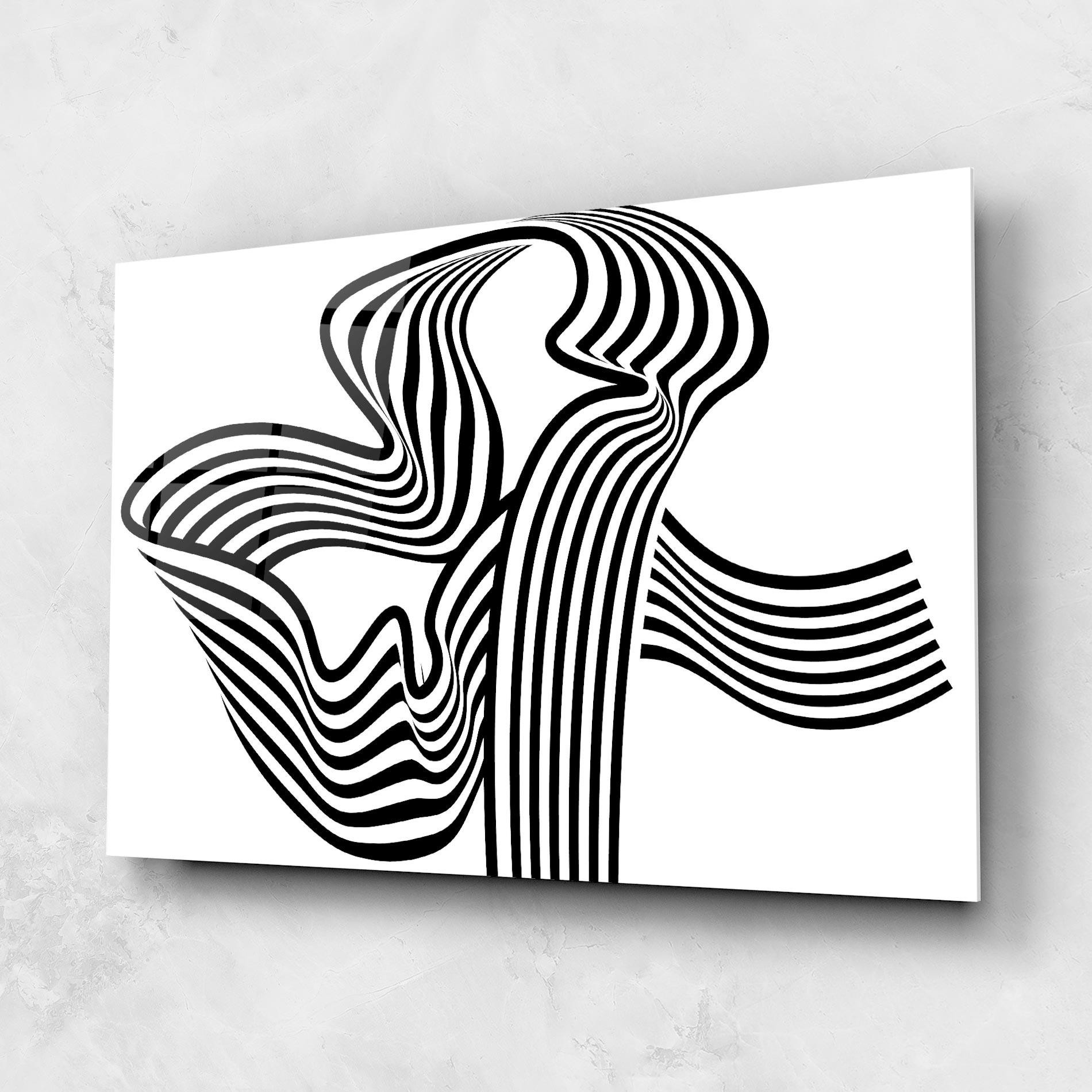 Glasbild Black White Wave mockup 1