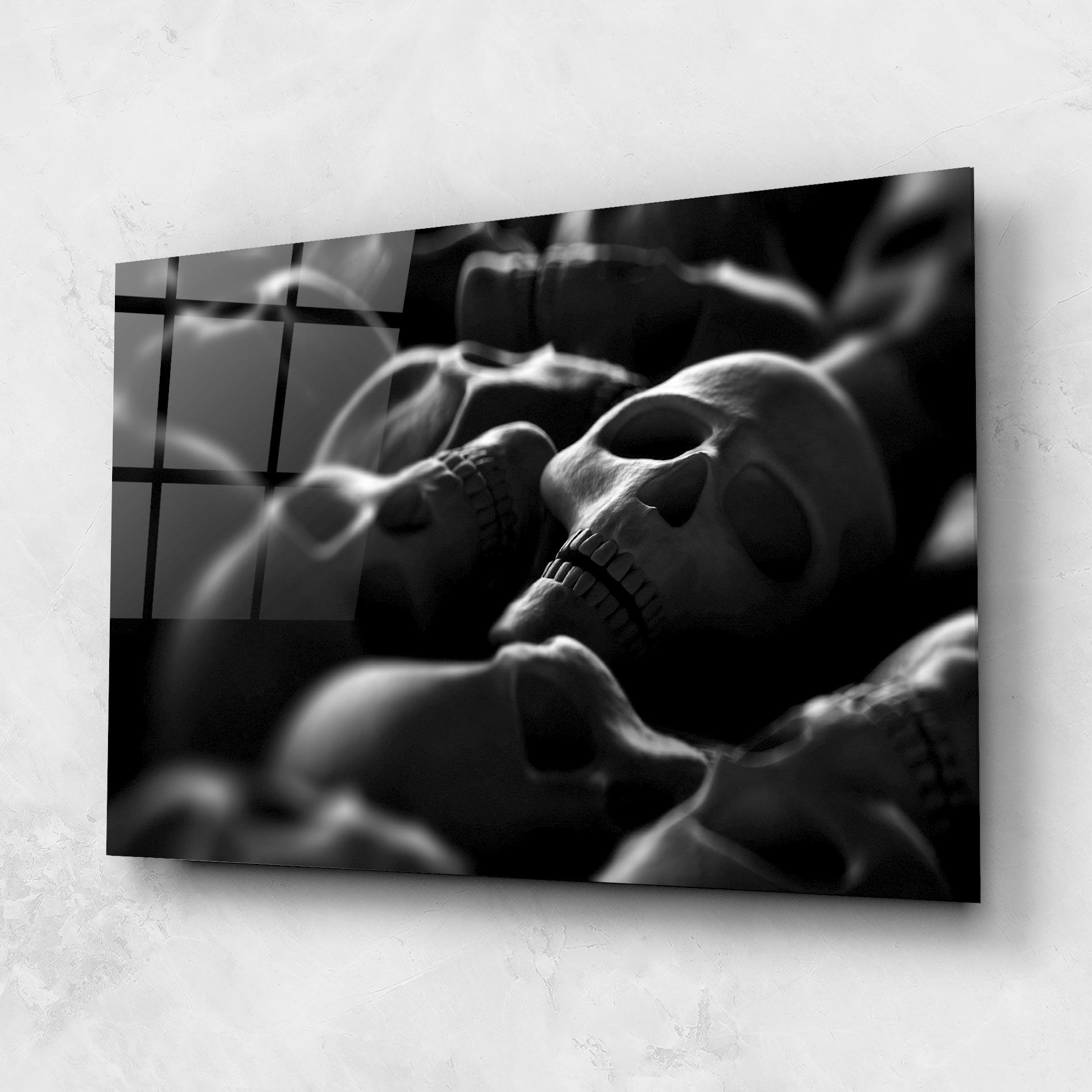 Glasbild Gray Human Skull mockup 1