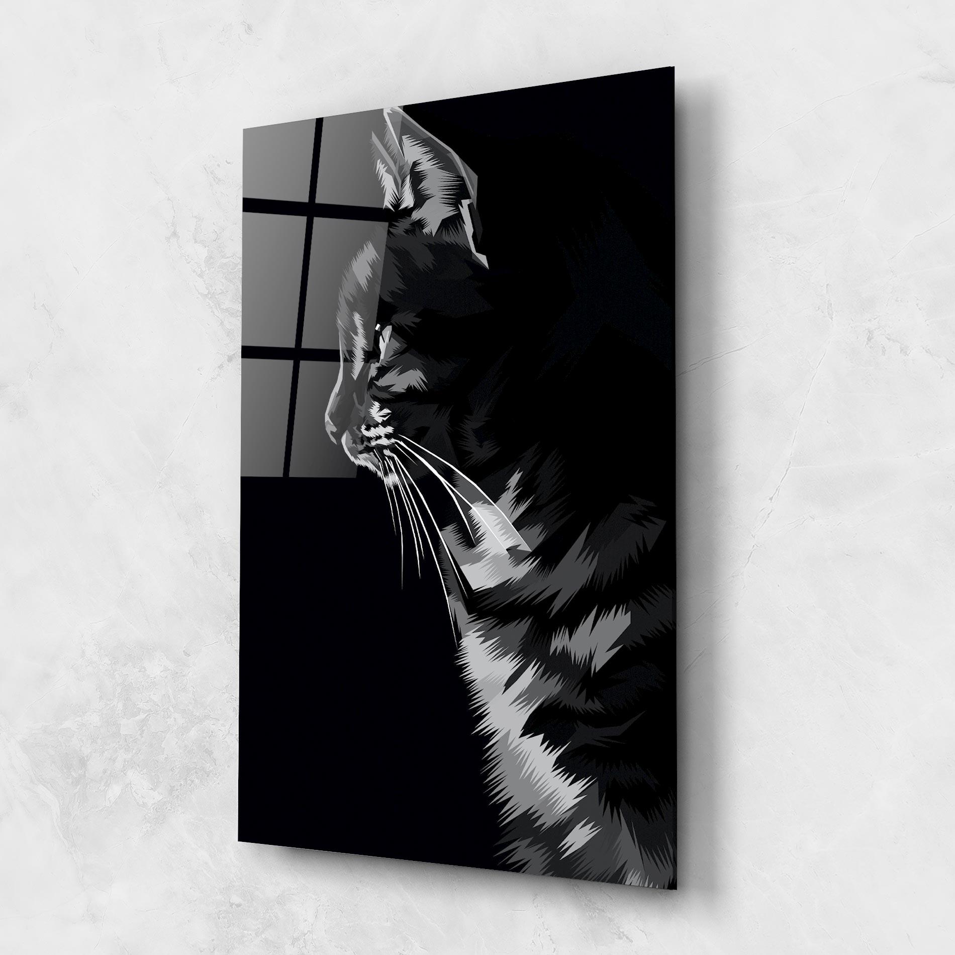 Glasbild Black Grey Cat mockup 1