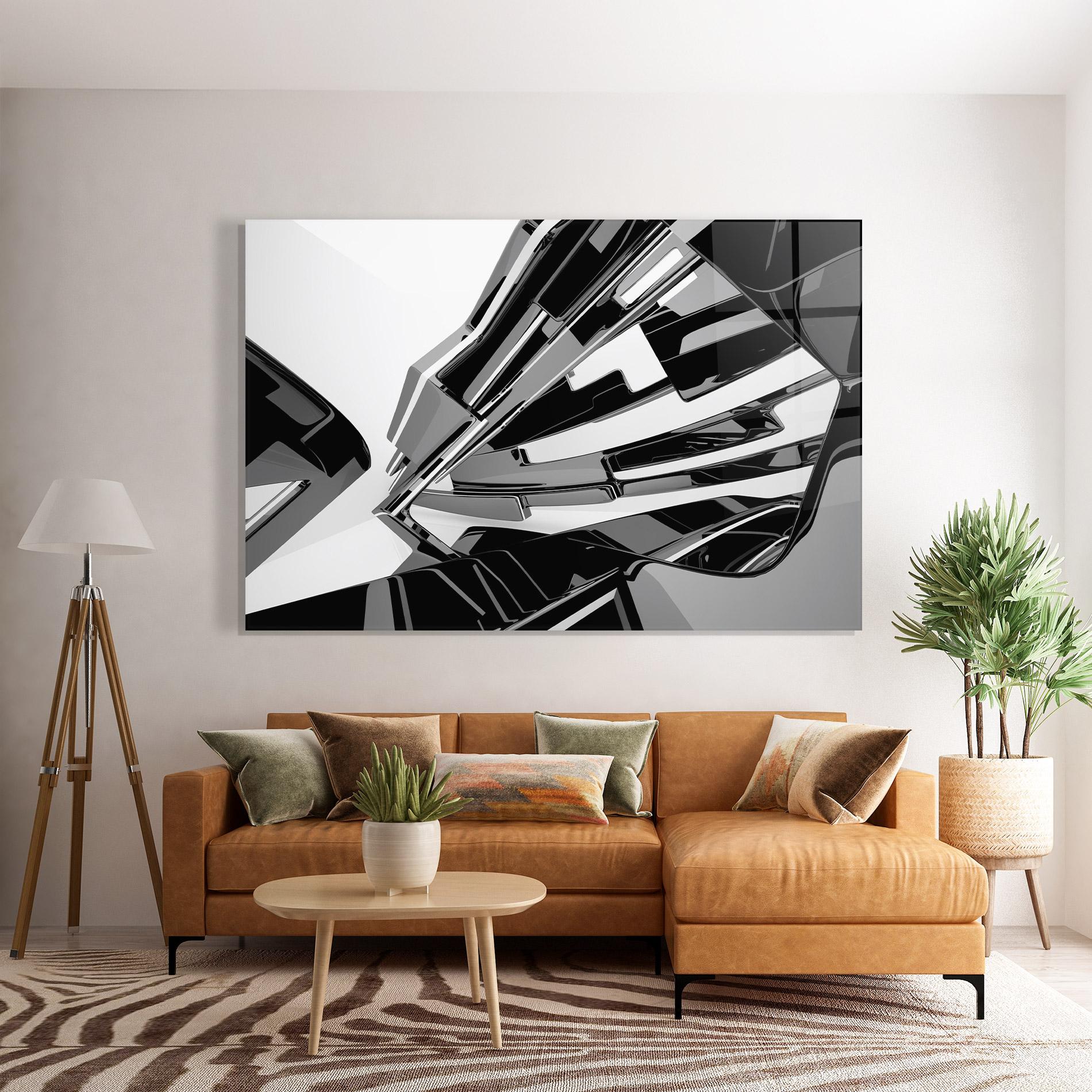 Glasbild Black Sculpture mockup 7