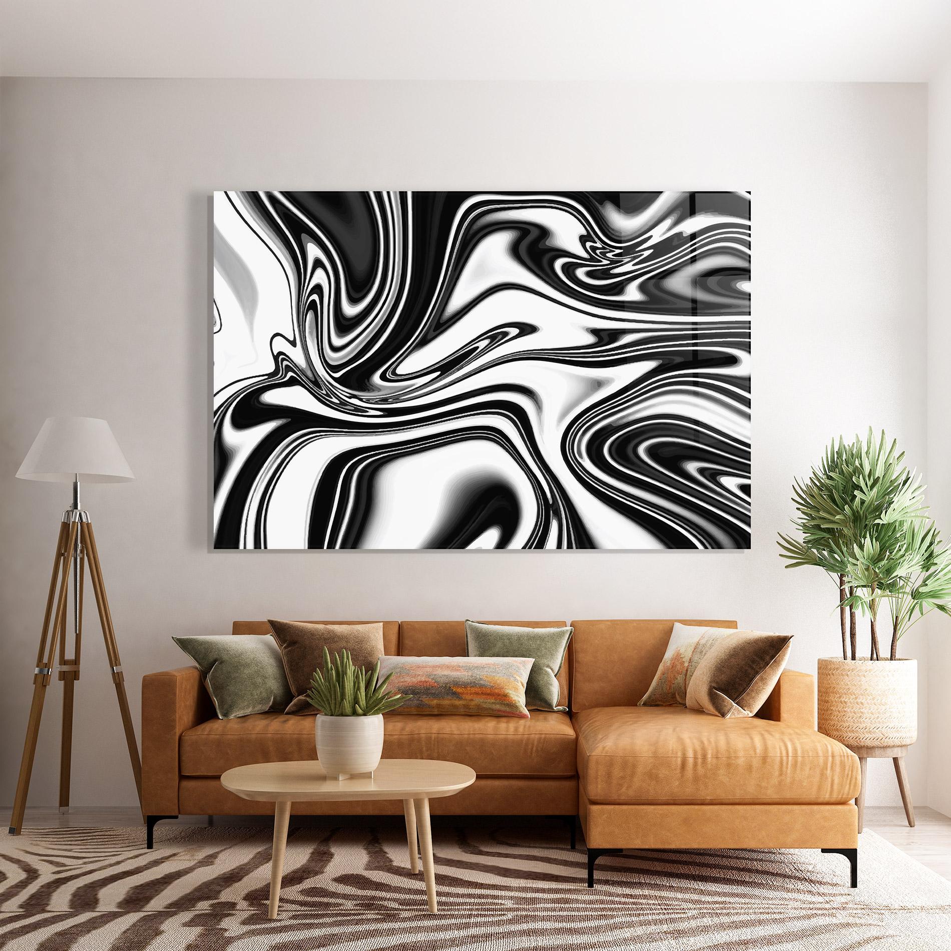 Glasbild Black White Liquid mockup 7