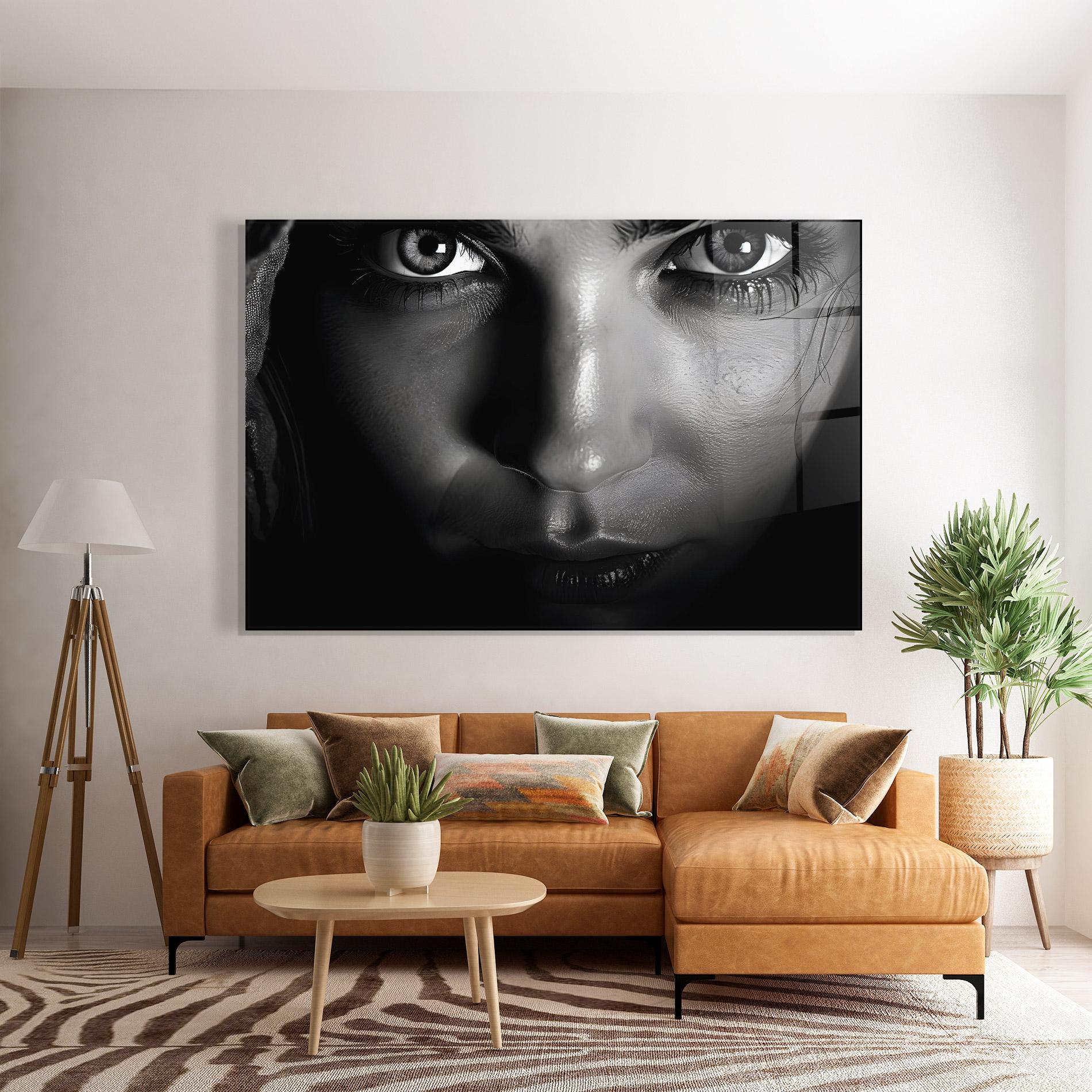 Glasbild Closeup Portrait mockup 7