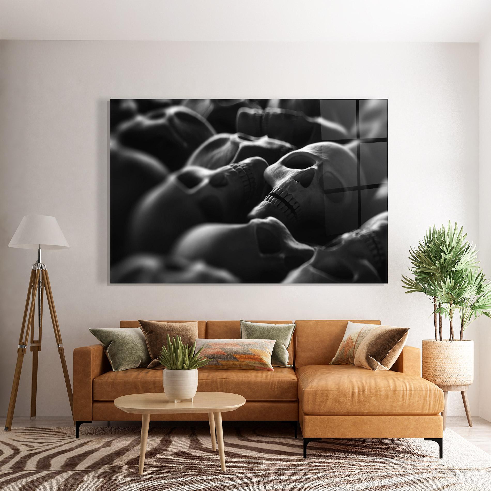 Glasbild Gray Human Skull mockup 7