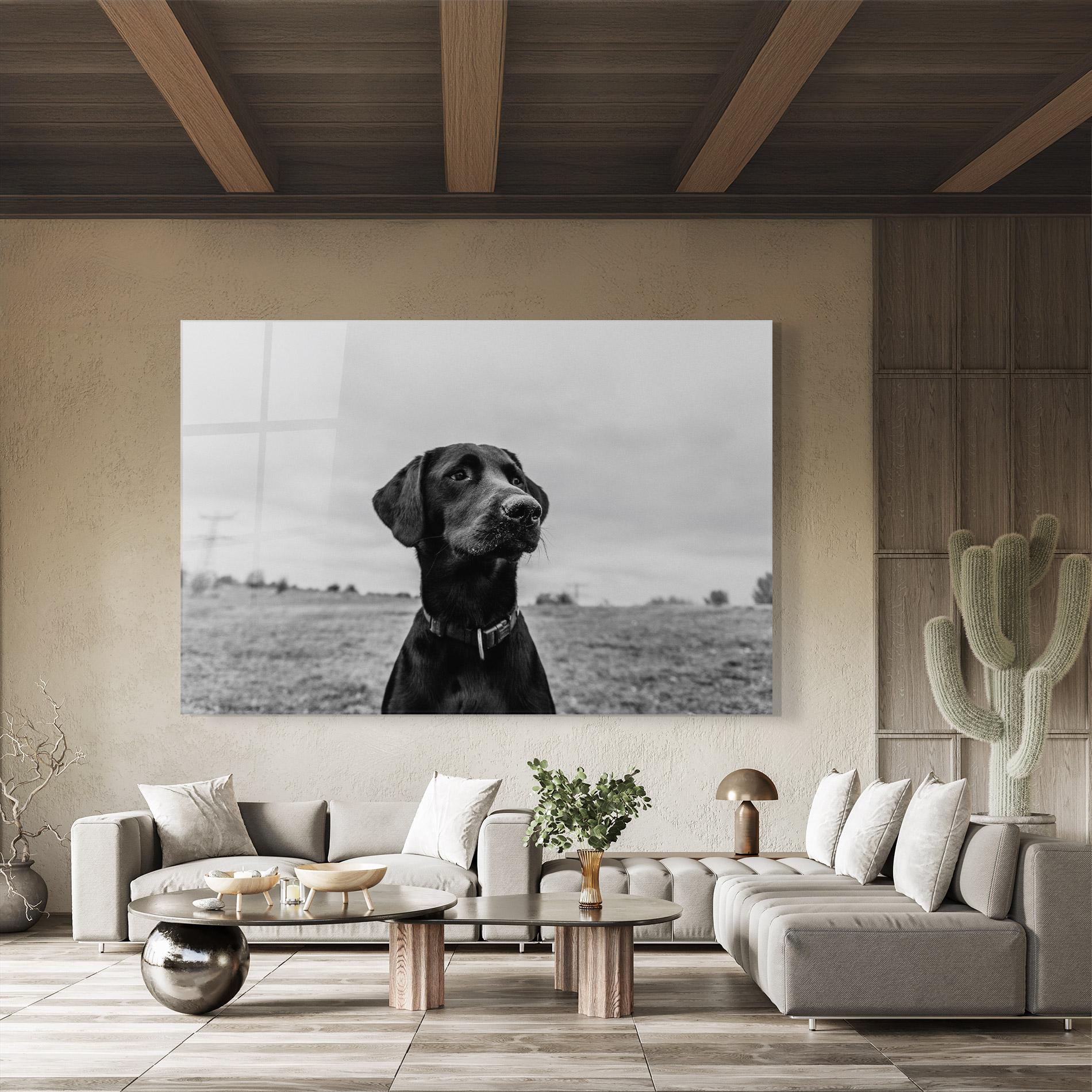Glasbild Black Dog mockup 8