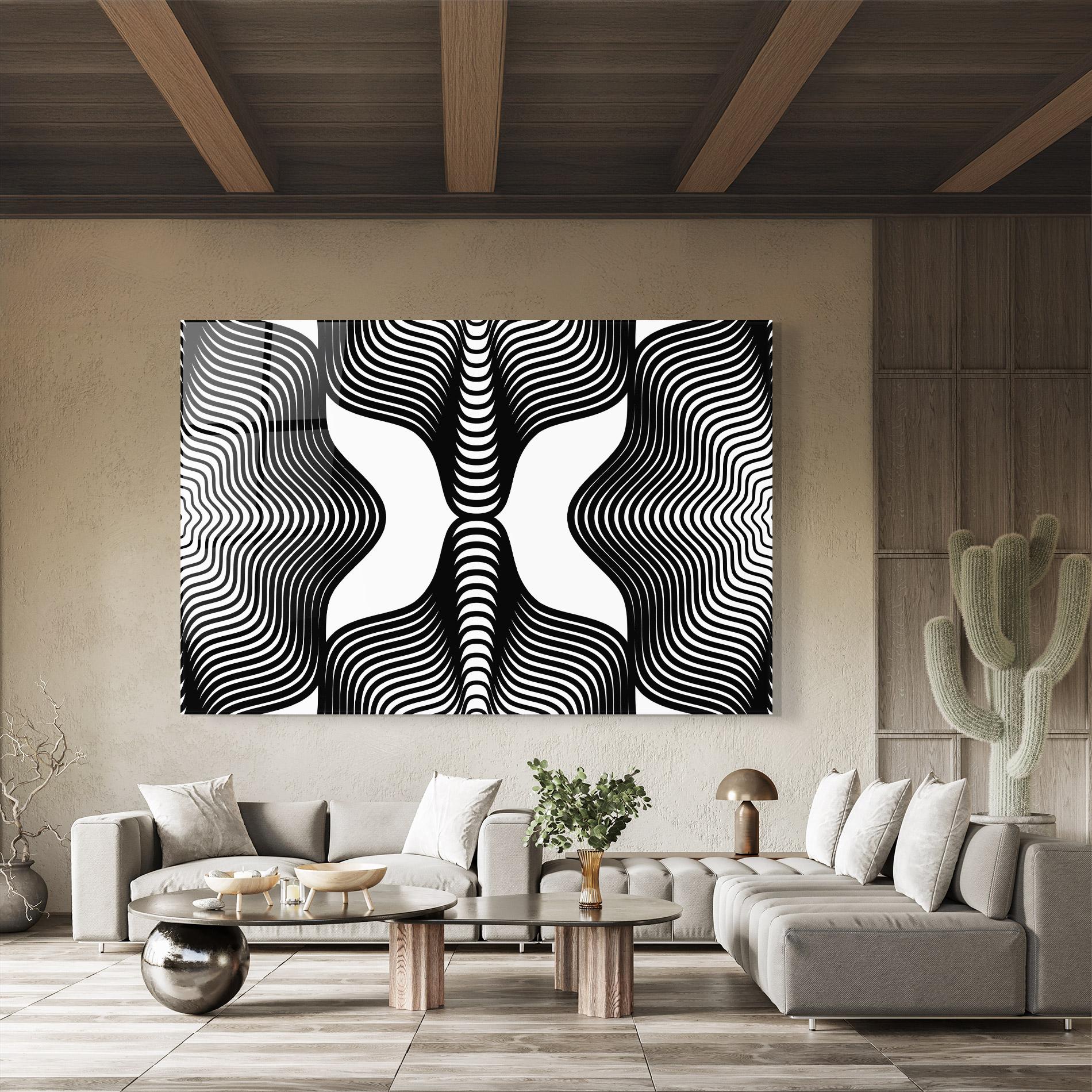 Glasbild Black Line Pattern mockup 8