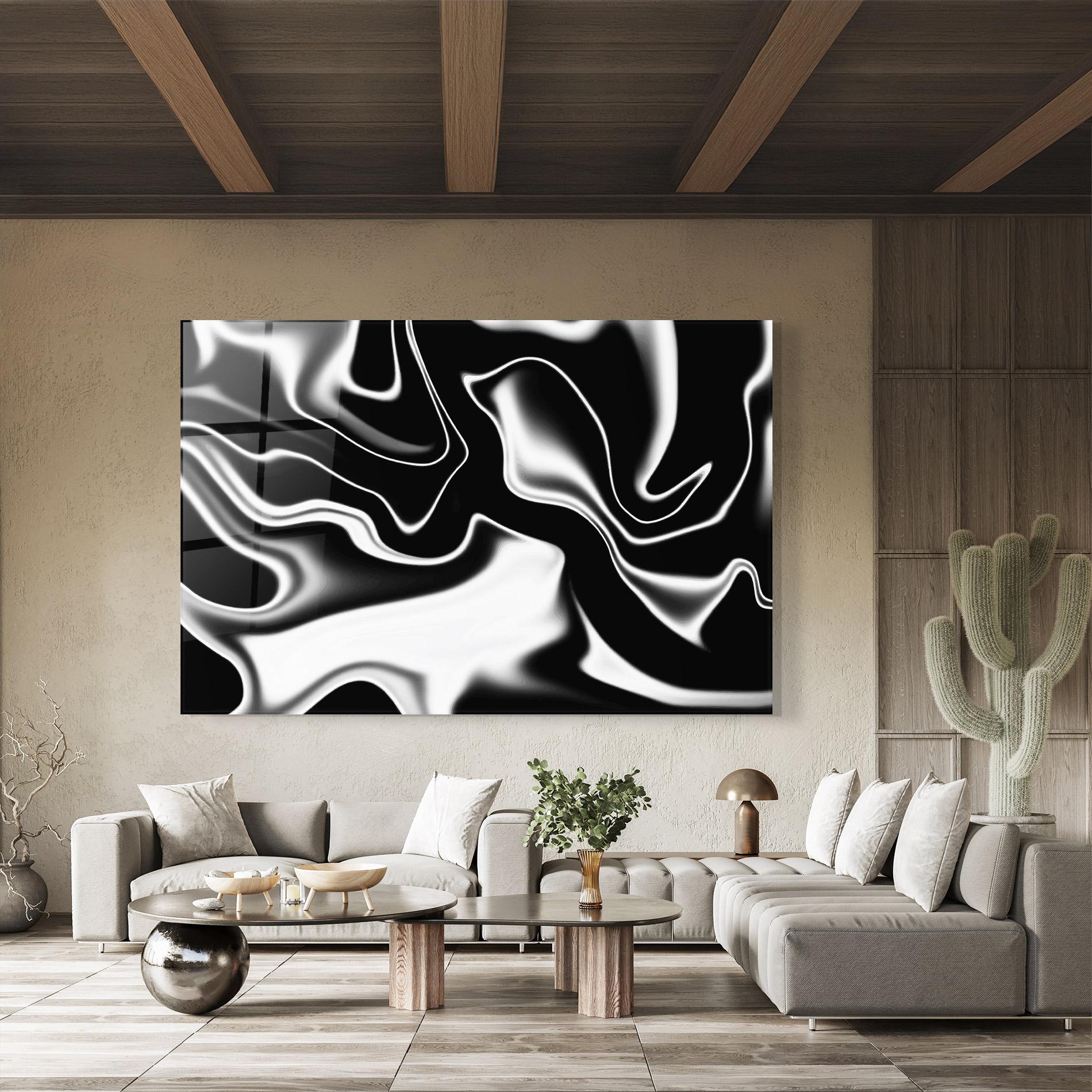 Glasbild Black Metalic Art mockup 8