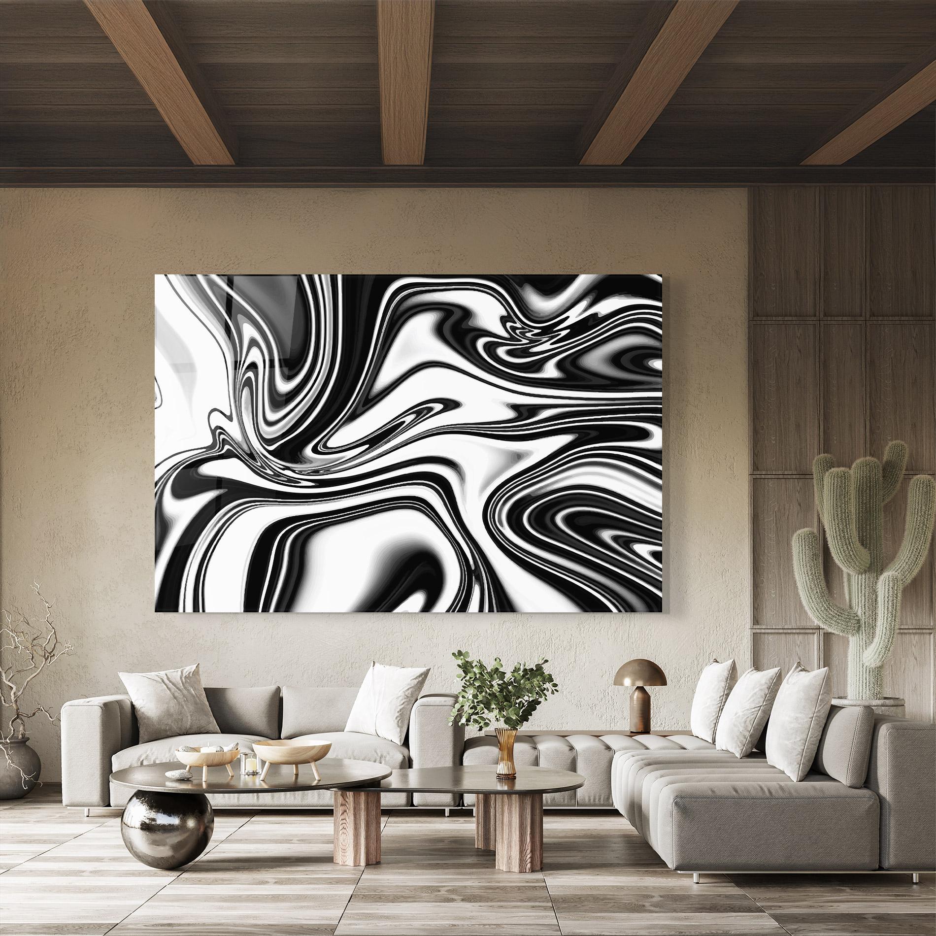 Glasbild Black White Liquid mockup 8
