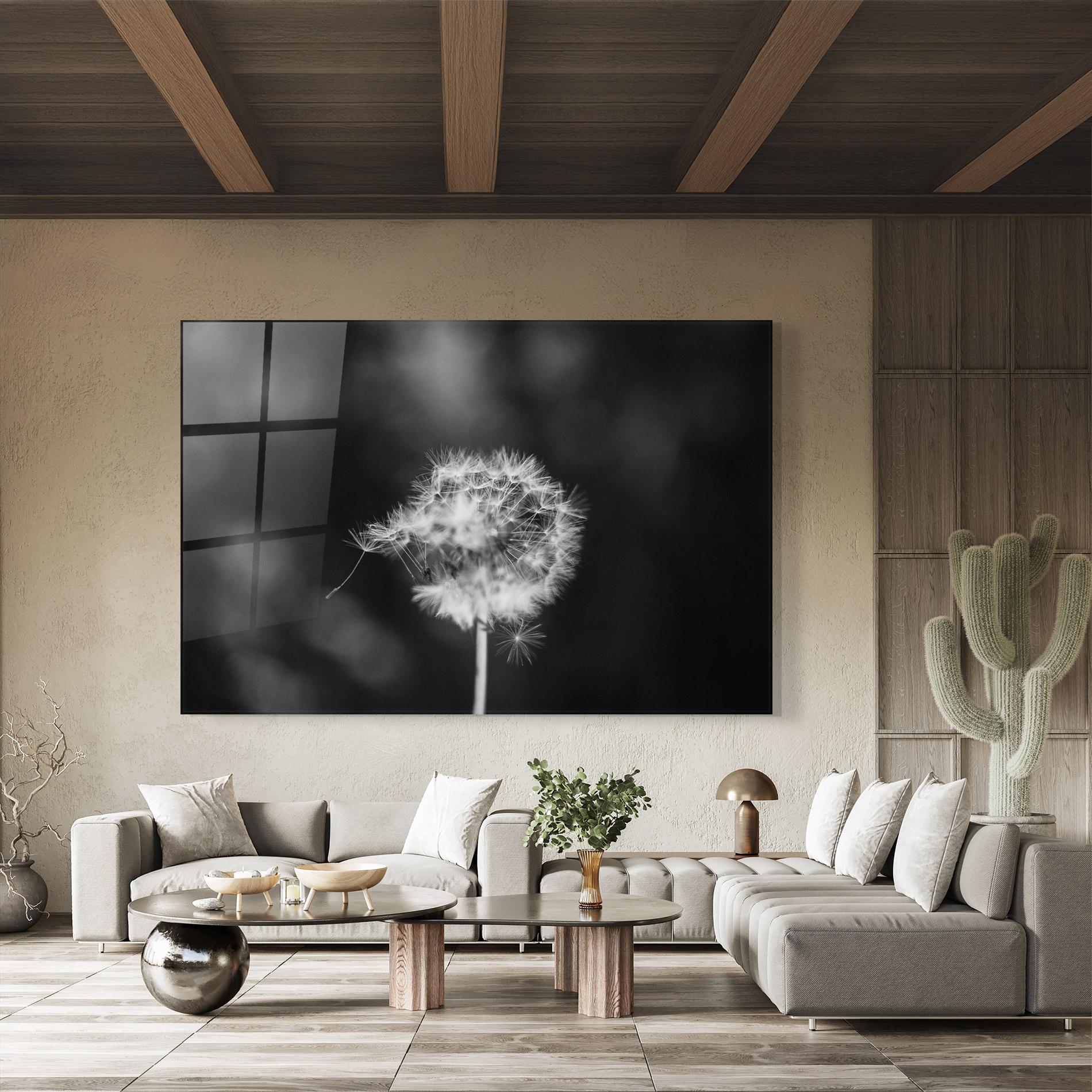 Glasbild Grey Dandelion mockup 8
