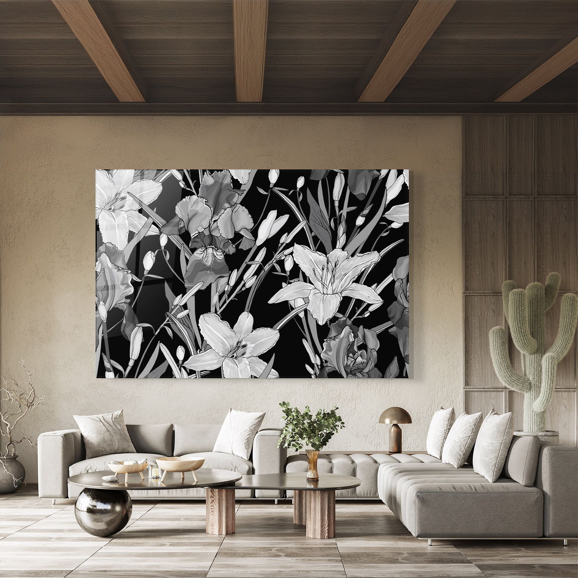 Grey Flowers Art mockup 8